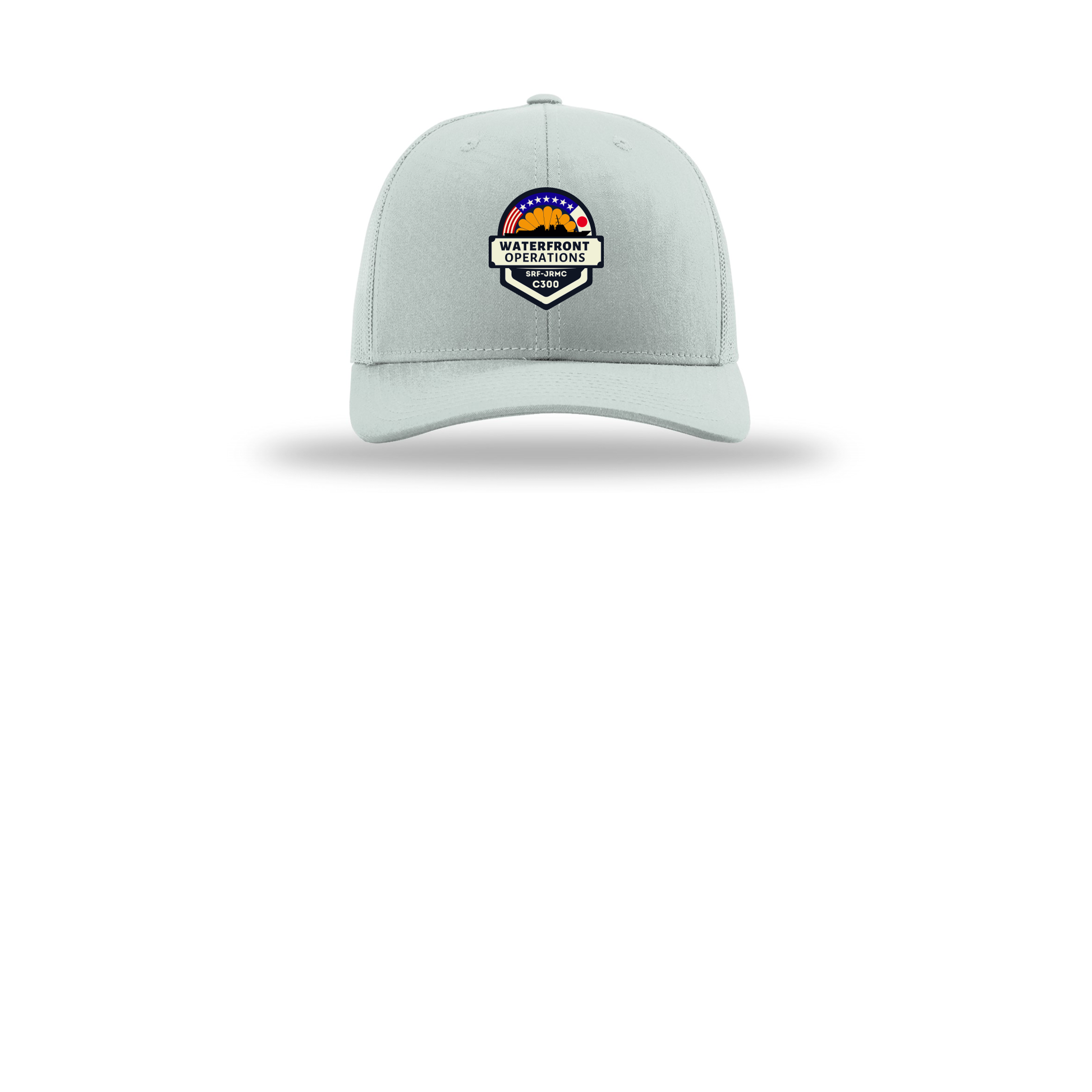 waterfront-operations-retro-trucker-cap-embroidery-capfront-R112-quarry-flat-front