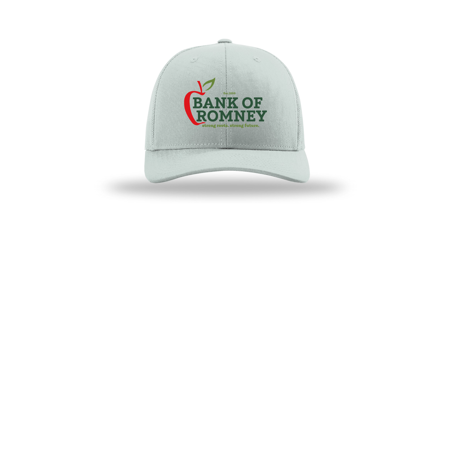 bankofromney-richardson-trucker-cap-embroidery-capfront-R112-quarry-flat-front