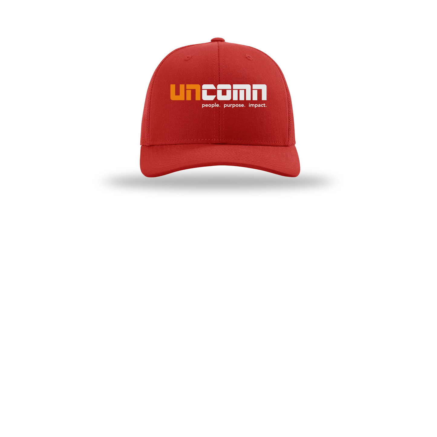 uncomn-richardson-trucker-cap-embroidery-capfront-R112-red-flat-front