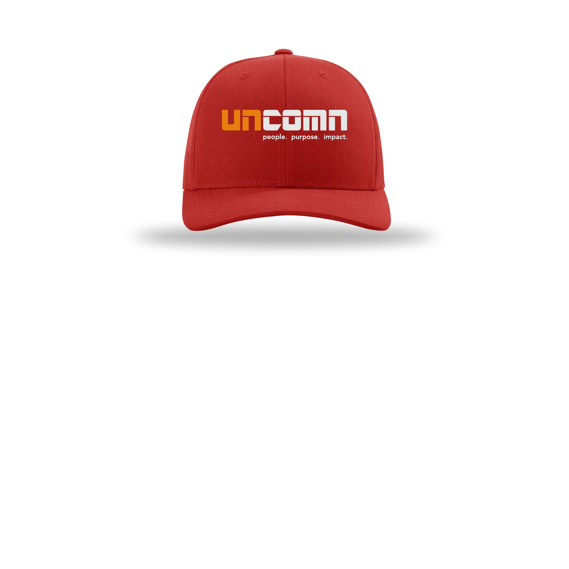 uncomn-richardson-trucker-cap-embroidery-capfront-R112-red-flat-front