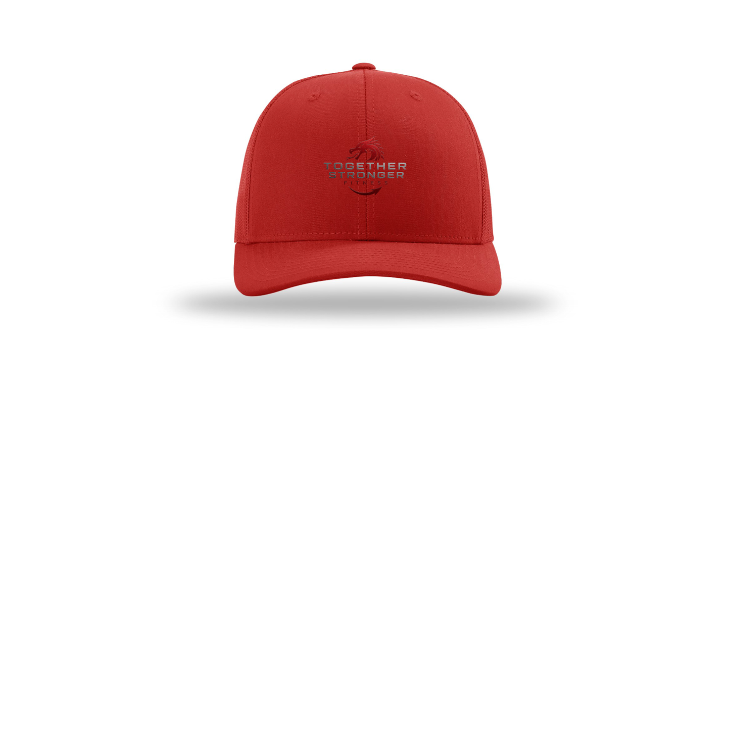 togetherstrongerfitness-richardson-trucker-cap-embroidery-capfront-R112-red-flat-front