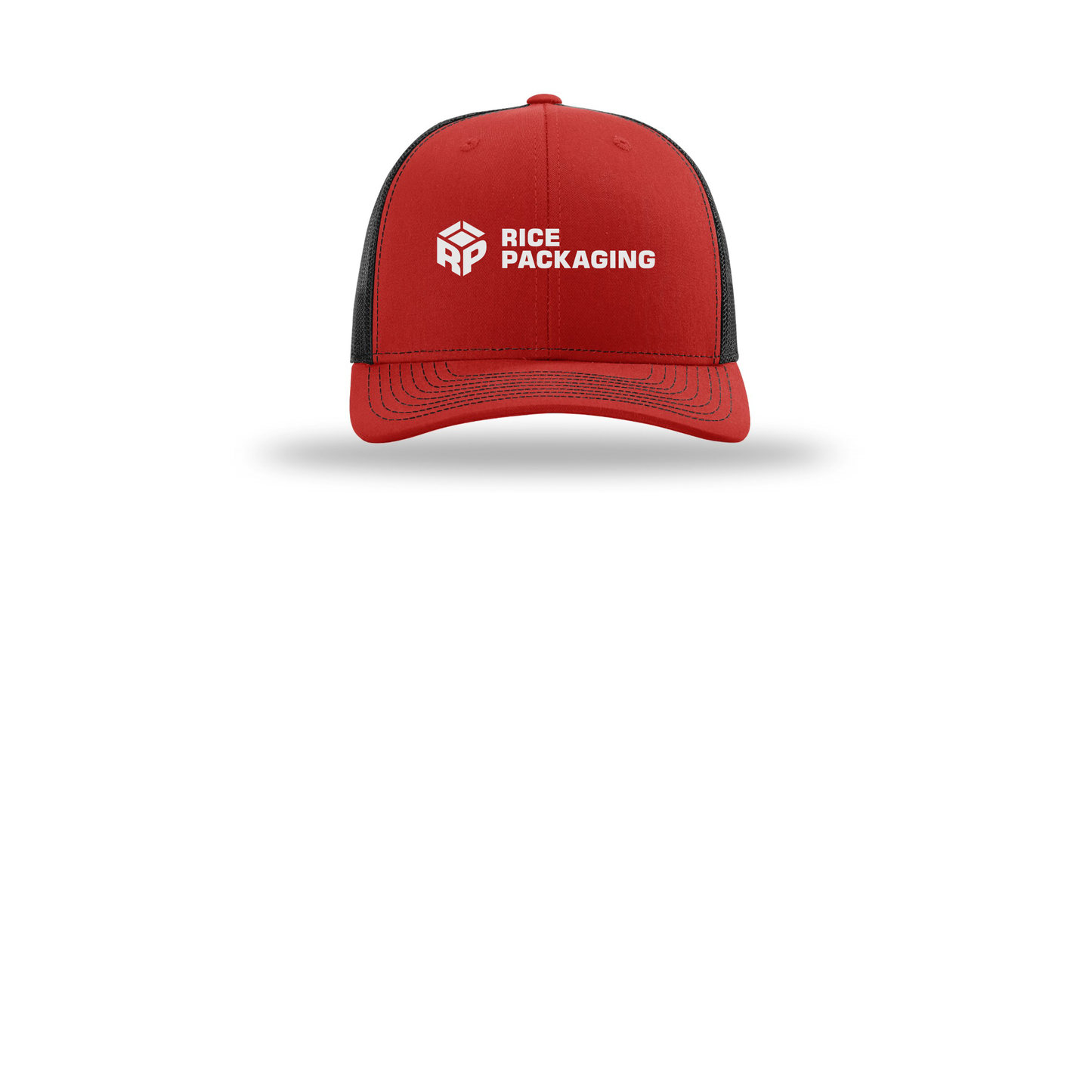 ricepackaging-richardson-trucker-cap-embroidery-capfront-R112-redblack-flat-front