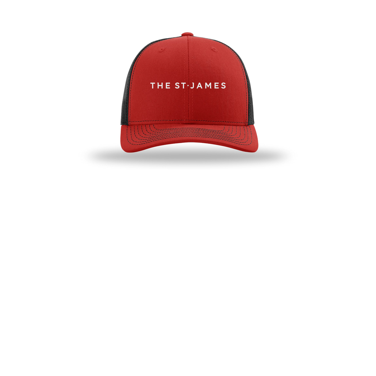 thestjames-richardson-trucker-cap-embroidery-capfront-R112-redblack-flat-front