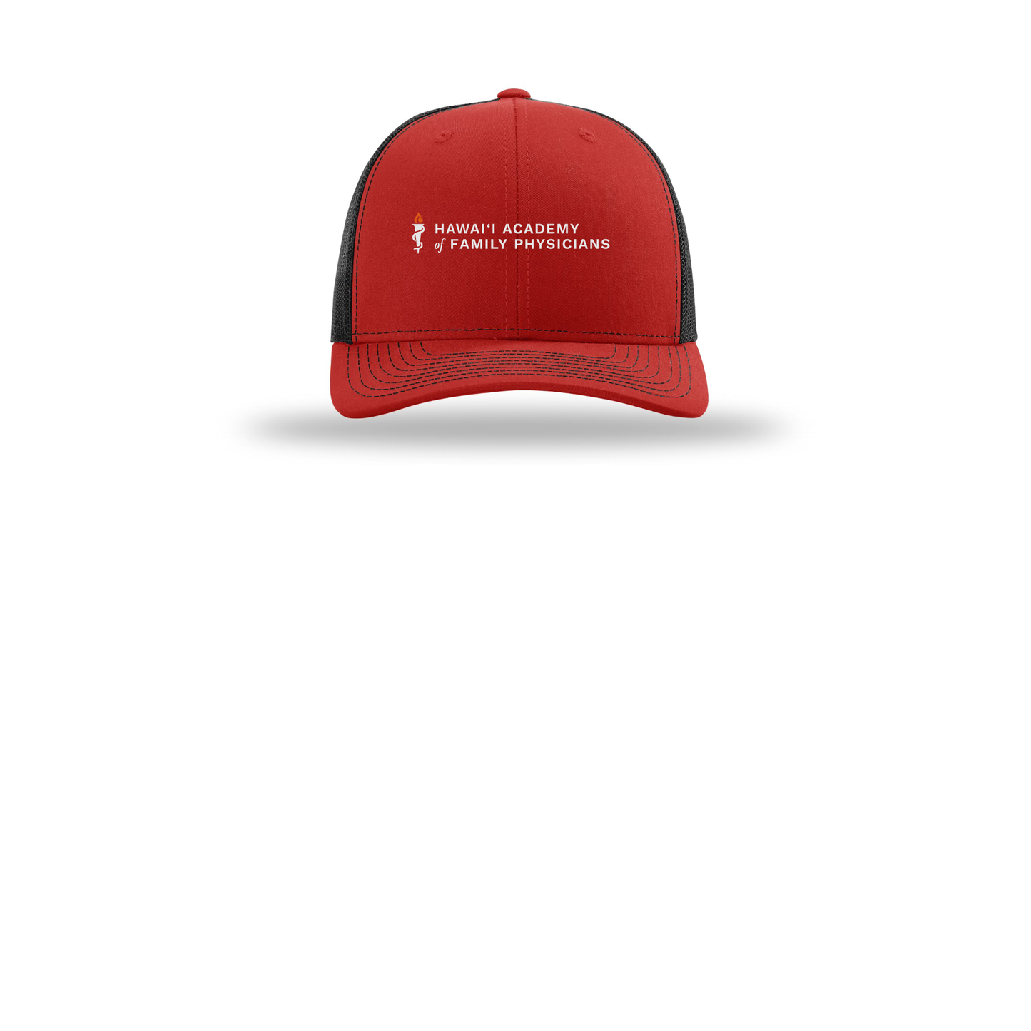 hafp-richardson-trucker-cap-embroidery-capfront-R112-redblack-flat-front