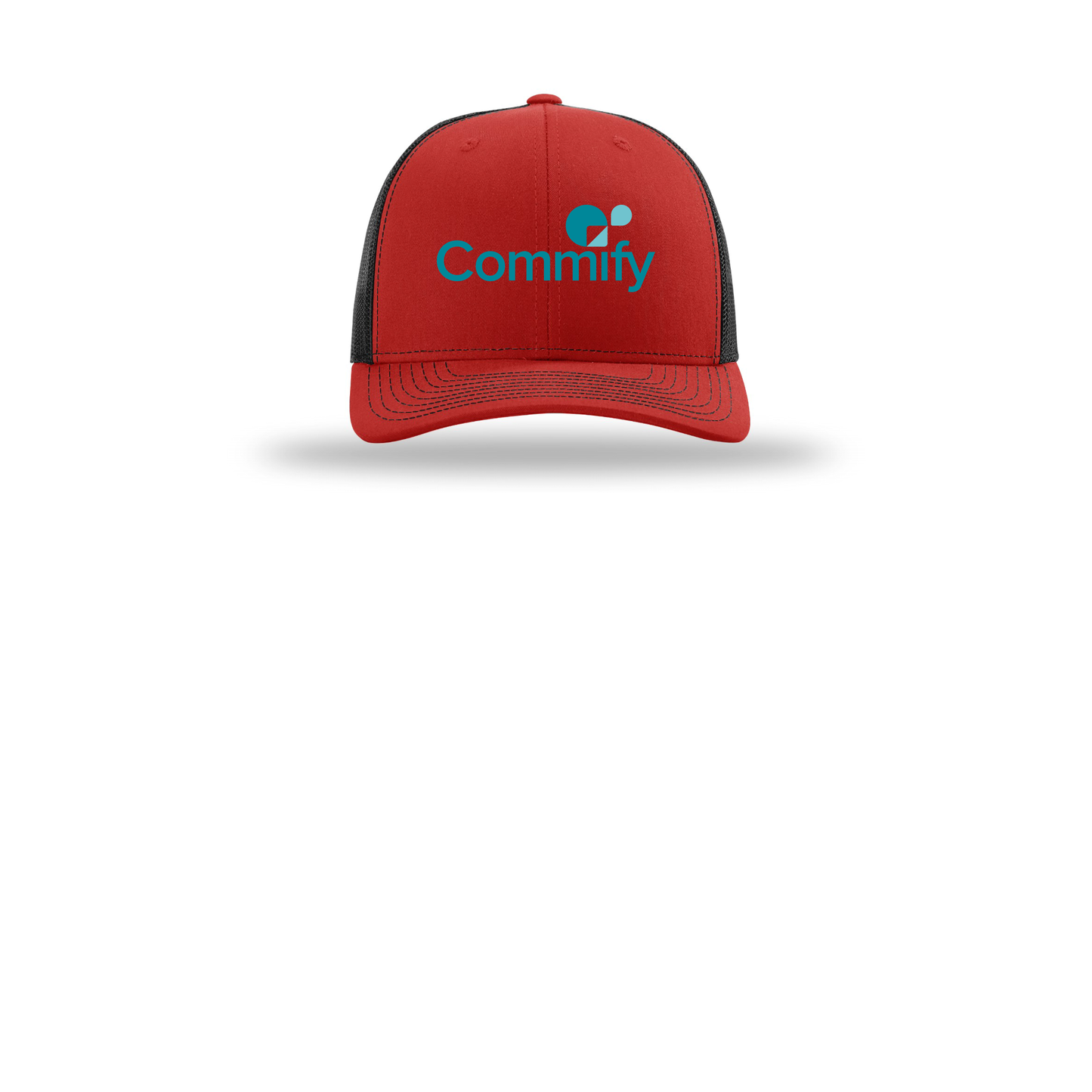 commify-richardson-trucker-cap-embroidery-capfront-R112-redblack-flat-front