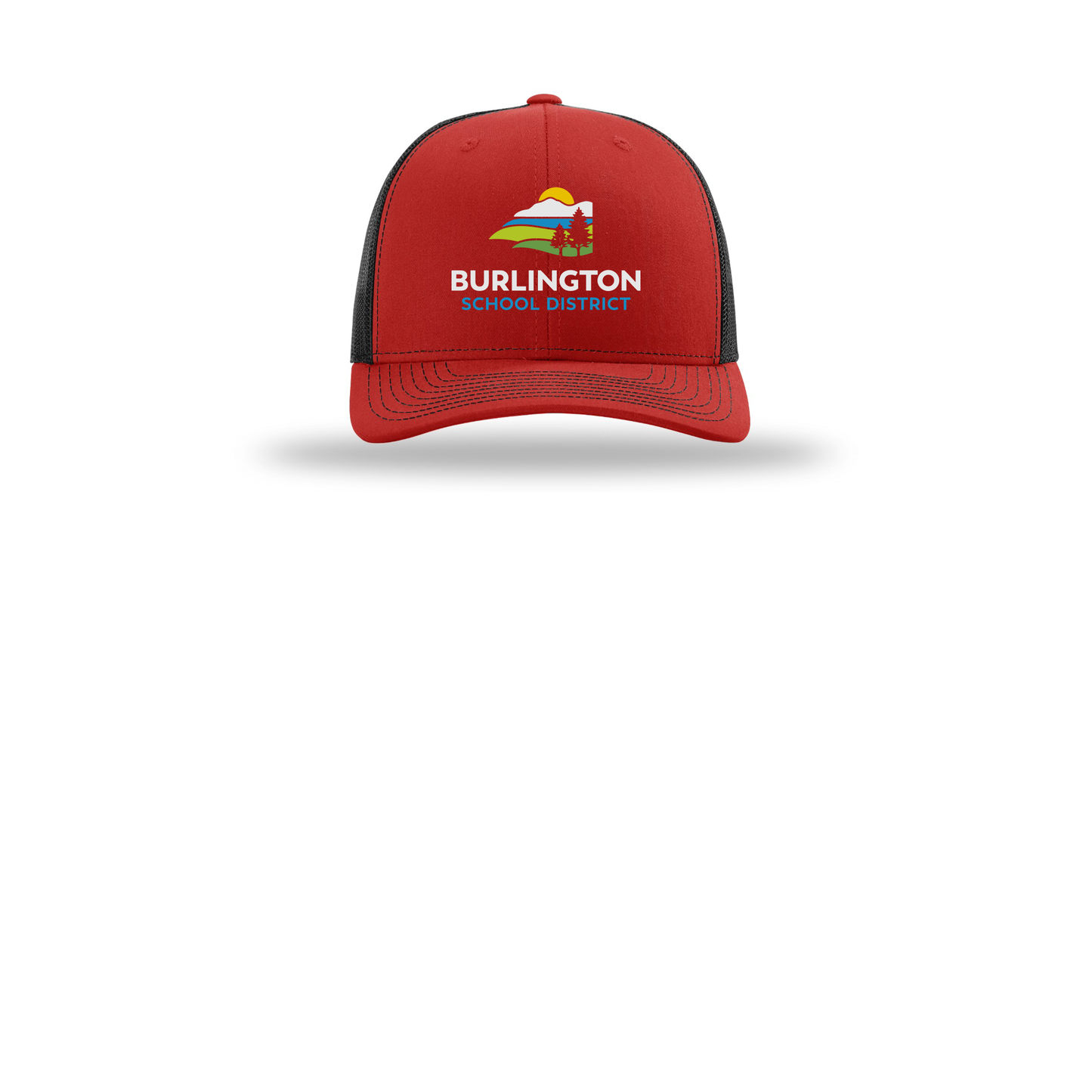 bsdvt-richardson-trucker-cap-embroidery-capfront-R112-redblack-flat-front