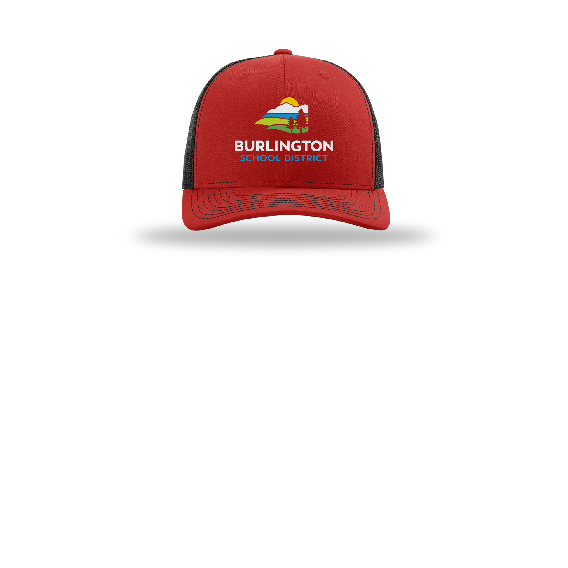 bsdvt-richardson-trucker-cap-embroidery-capfront-R112-redblack-flat-front