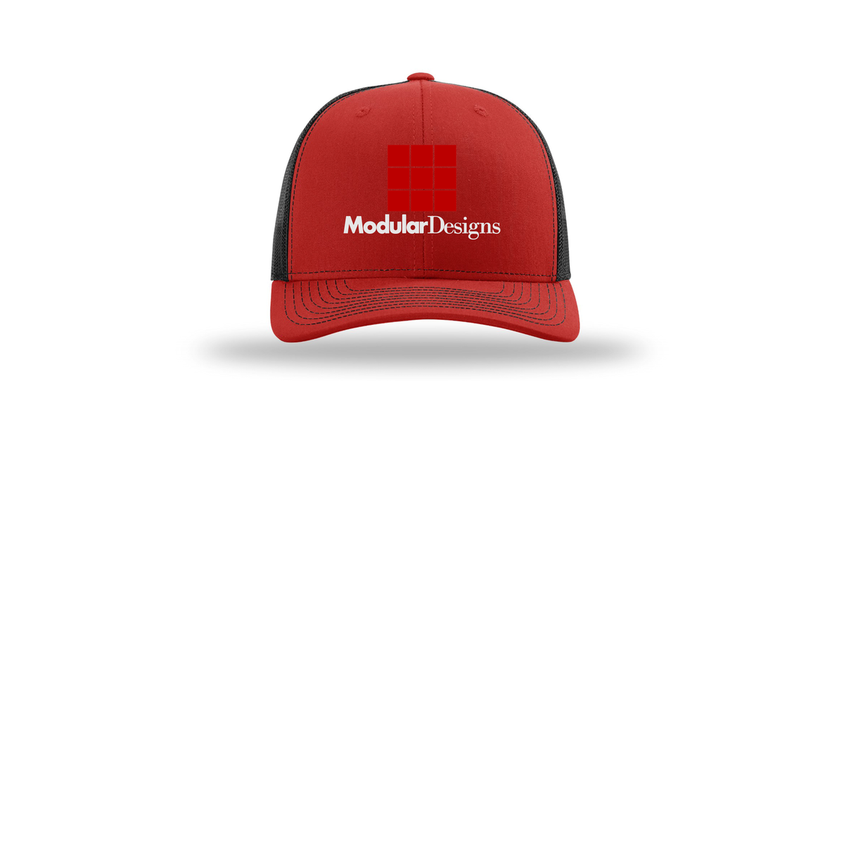 modulardesignsflooring-richardson-trucker-cap-embroidery-capfront-R112-redblack-flat-front