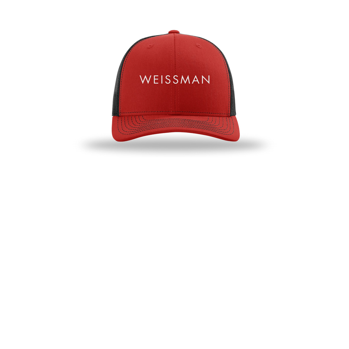 weissmans-richardson-trucker-cap-embroidery-capfront-R112-redblack-flat-front