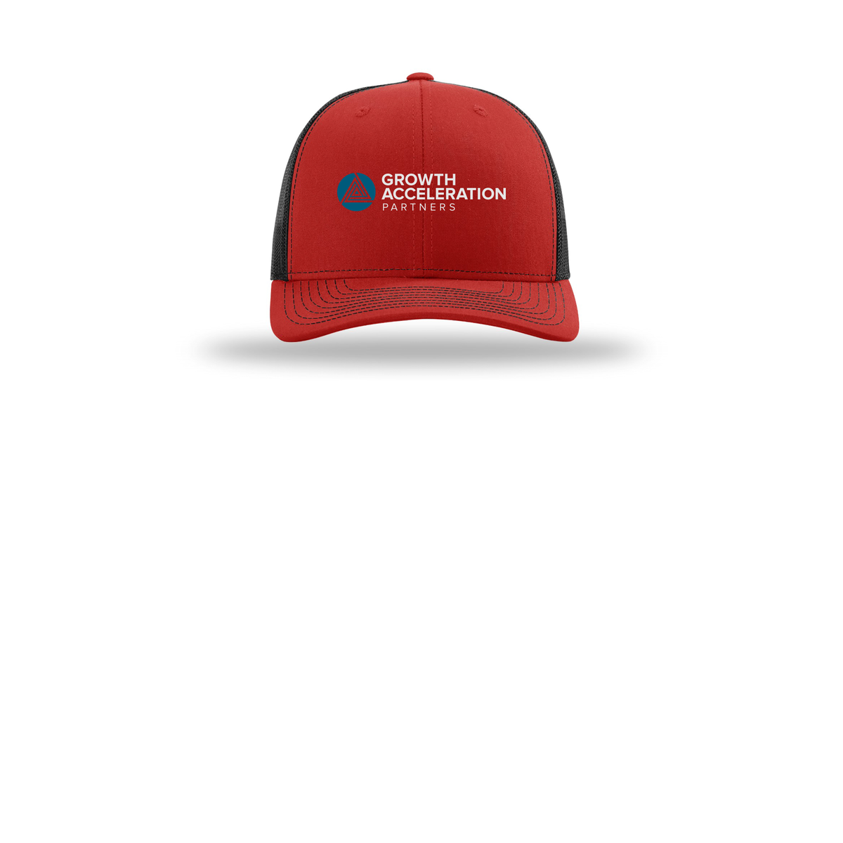 growthaccelerationpartners-richardson-trucker-cap-embroidery-capfront-R112-redblack-flat-front