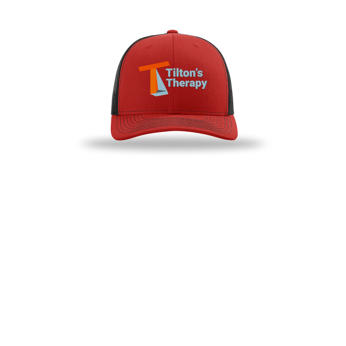 tiltonstherapy-richardson-trucker-cap-embroidery-capfront-R112-redblack-flat-front