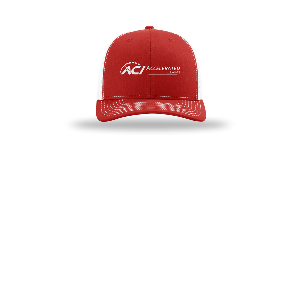 accelclaims-richardson-trucker-cap-embroidery-capfront-R112-redwhite-flat-front