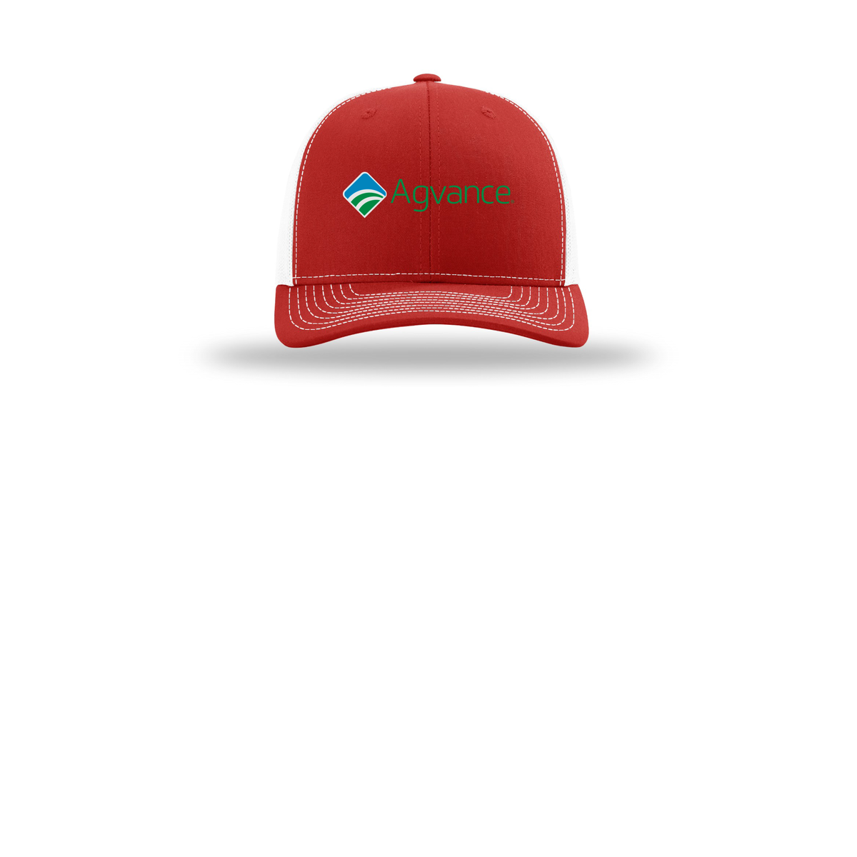 agvance-richardson-trucker-cap-embroidery-capfront-R112-redwhite-flat-front