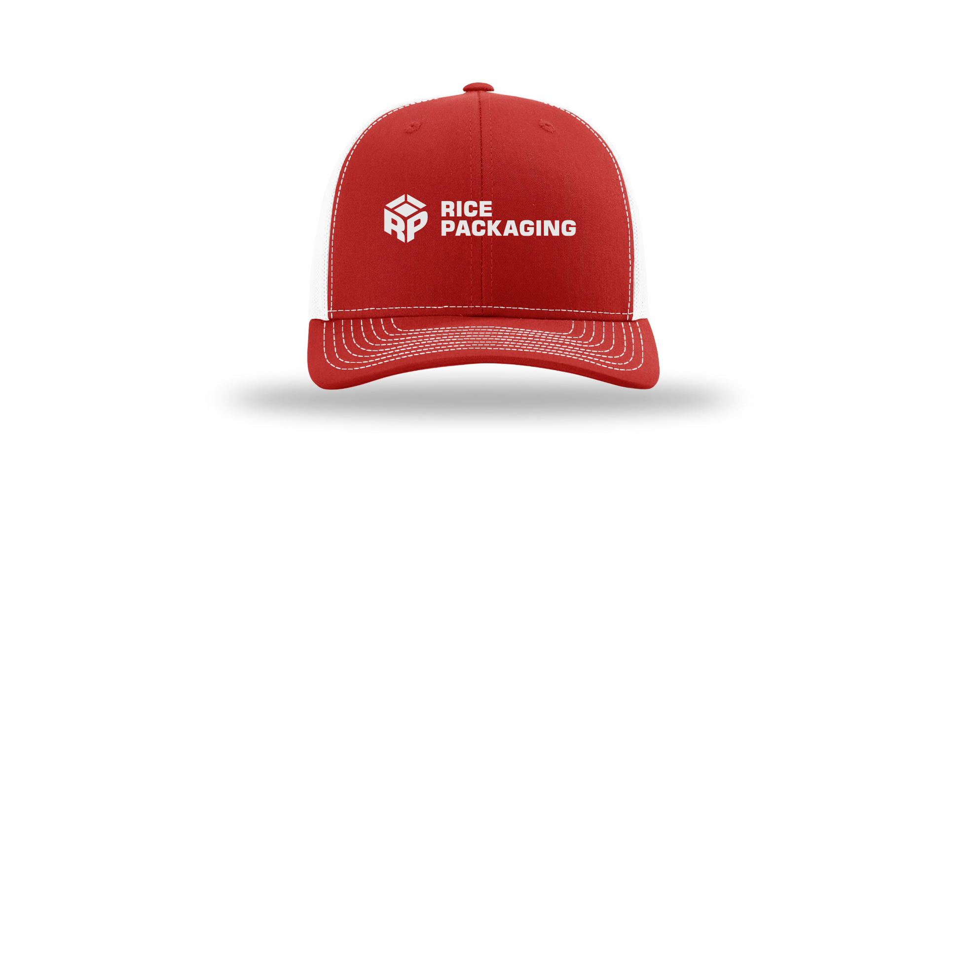 ricepackaging-richardson-trucker-cap-embroidery-capfront-R112-redwhite-flat-front