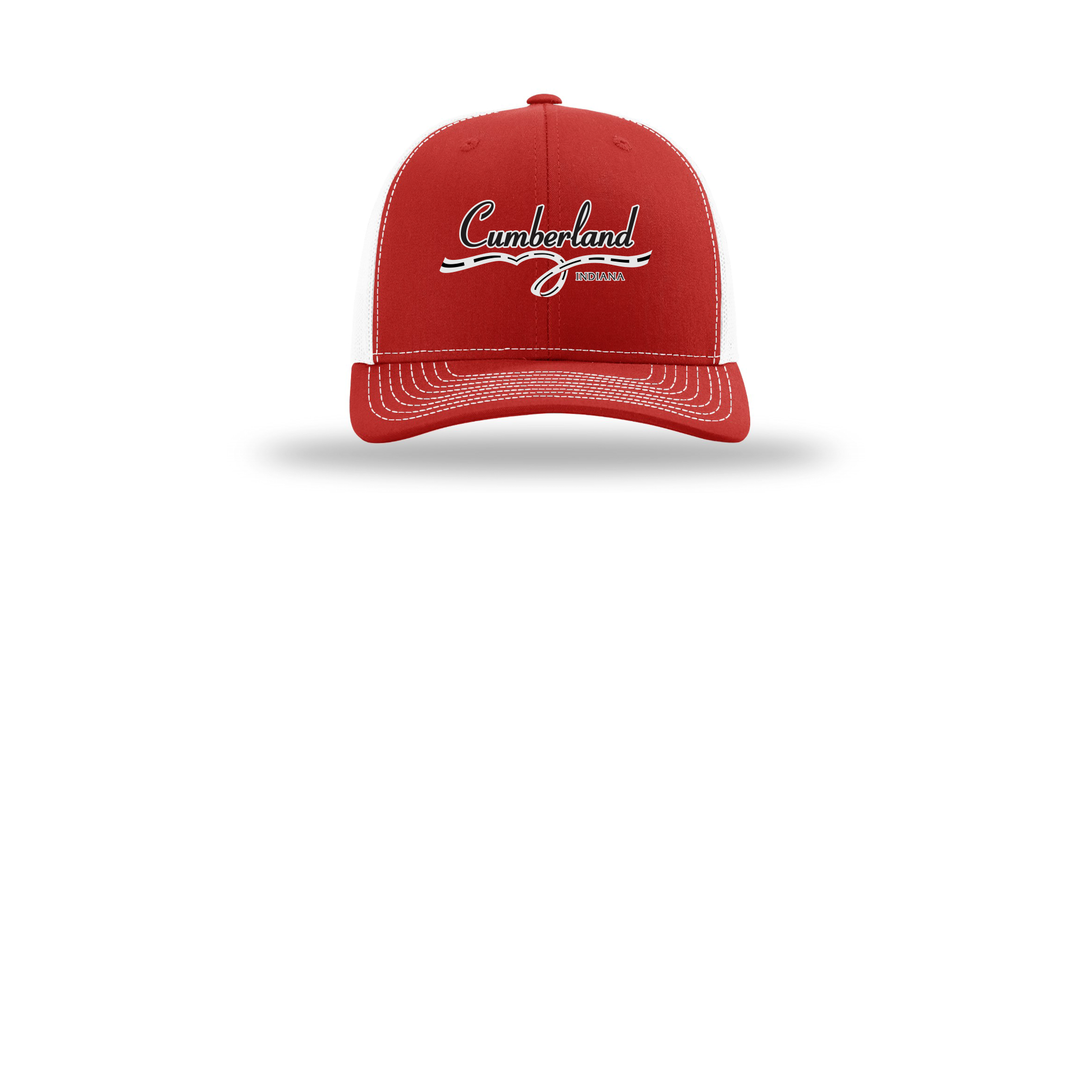 cumberland-richardson-trucker-cap-embroidery-capfront-R112-redwhite-flat-front