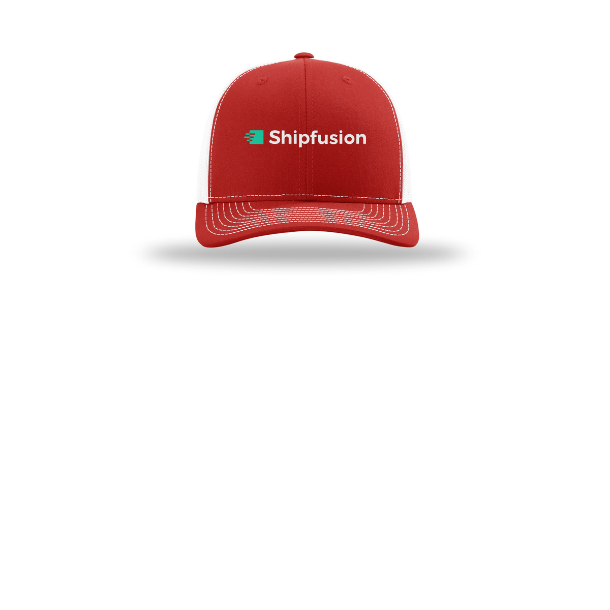 shipfusion-richardson-trucker-cap-embroidery-capfront-R112-redwhite-flat-front