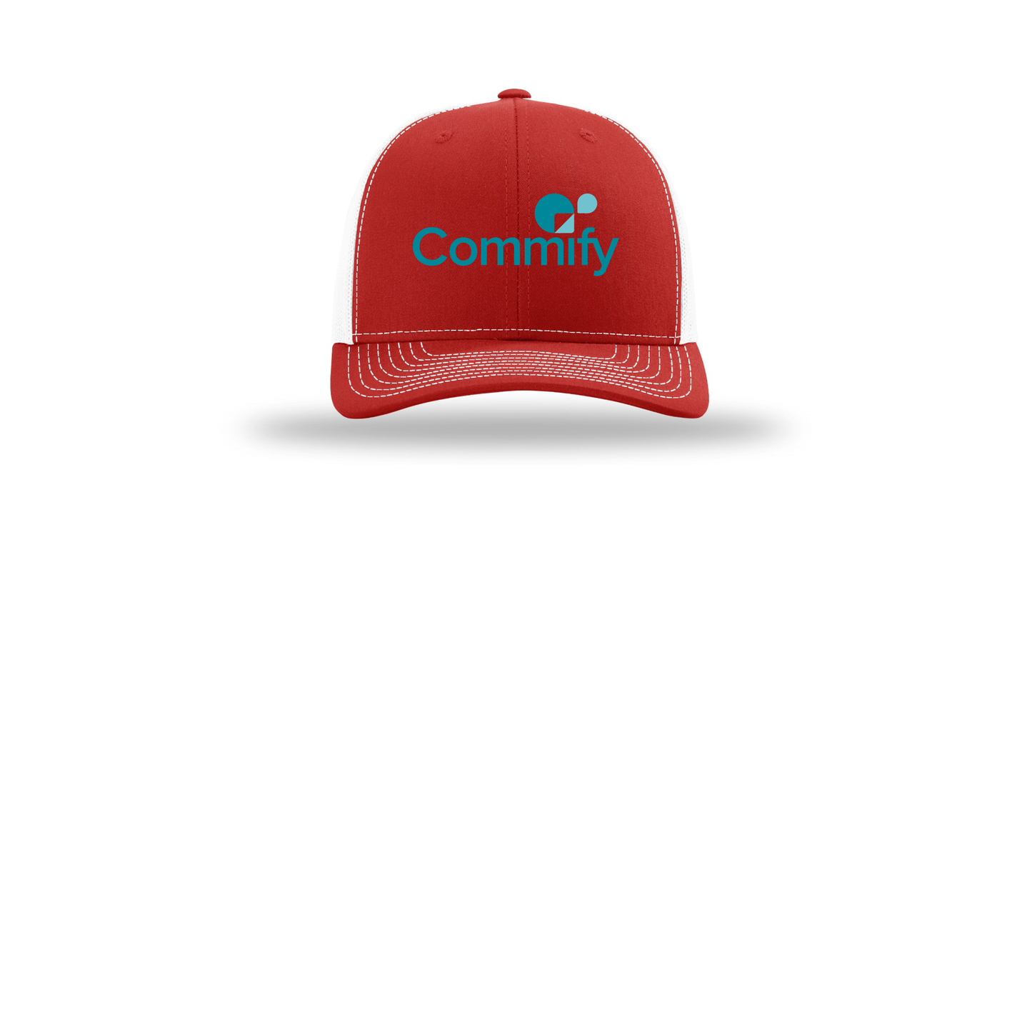 commify-richardson-trucker-cap-embroidery-capfront-R112-redwhite-flat-front