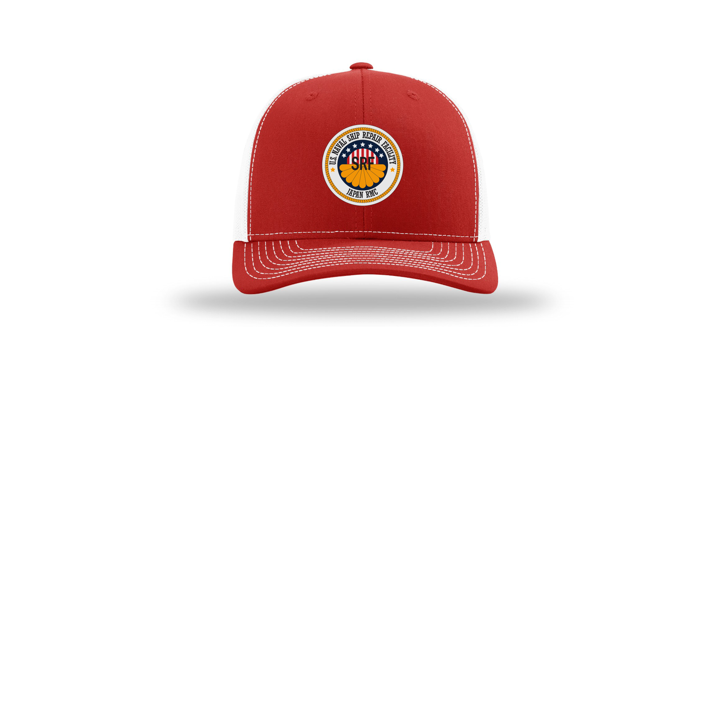 srf-jrmc-richardson-trucker-cap-embroidery-capfront-R112-redwhite-flat-front