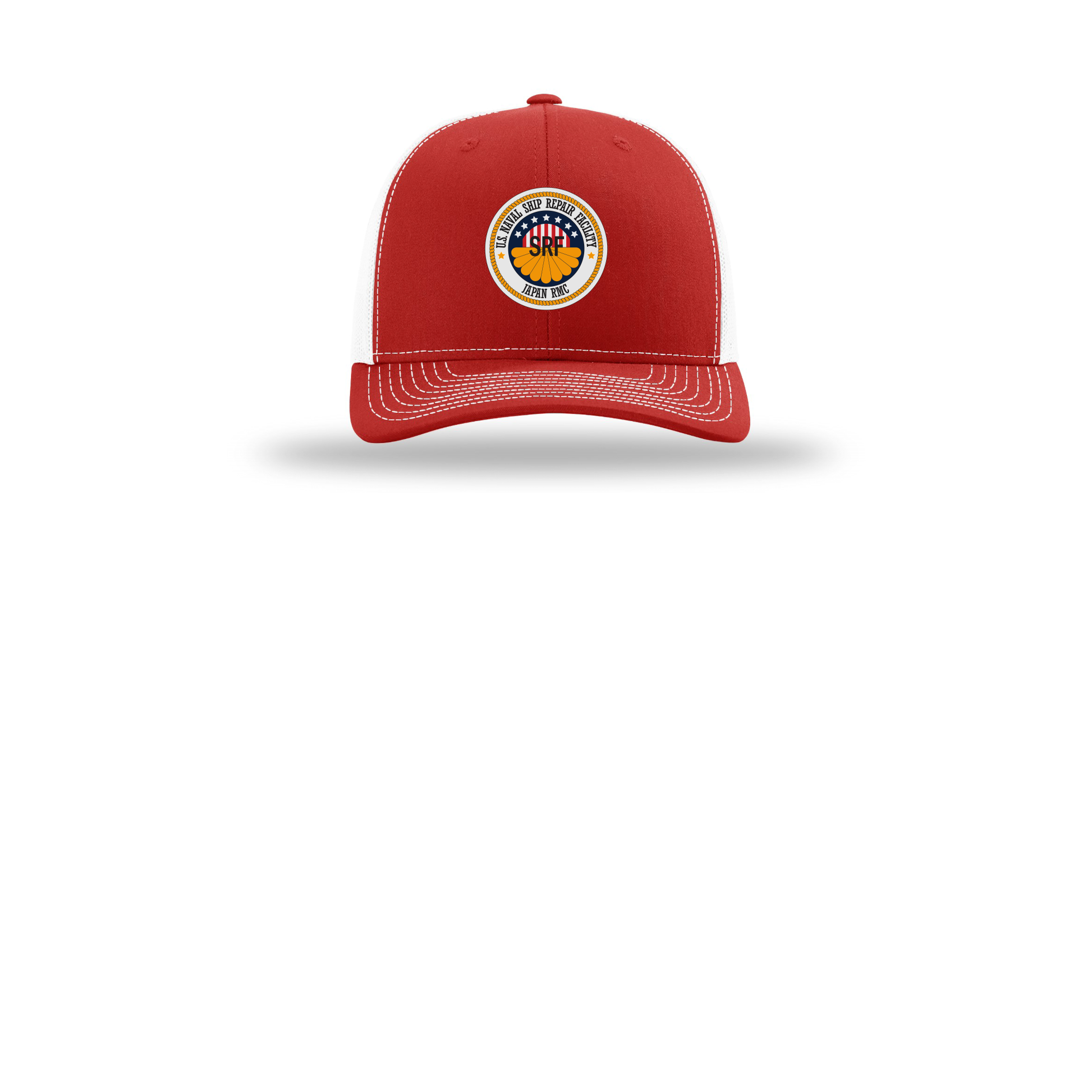srf-jrmc-richardson-trucker-cap-embroidery-capfront-R112-redwhite-flat-front