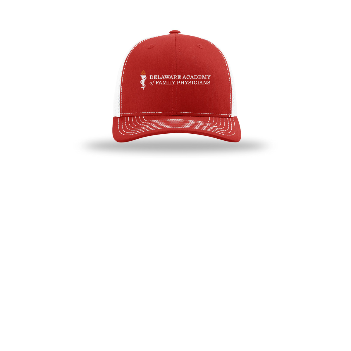 delfamdoc-richardson-trucker-cap-embroidery-capfront-R112-redwhite-flat-front