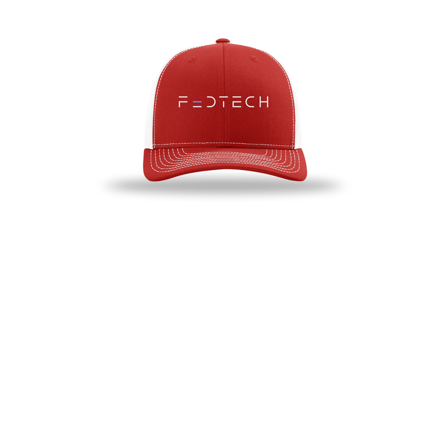 fedtech-richardson-trucker-cap-embroidery-capfront-R112-redwhite-flat-front