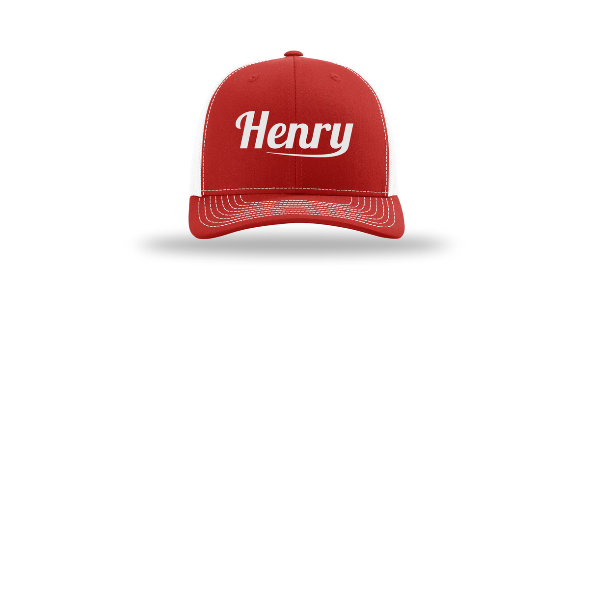 henrymeds-richardson-trucker-cap-embroidery-capfront-R112-redwhite-flat-front