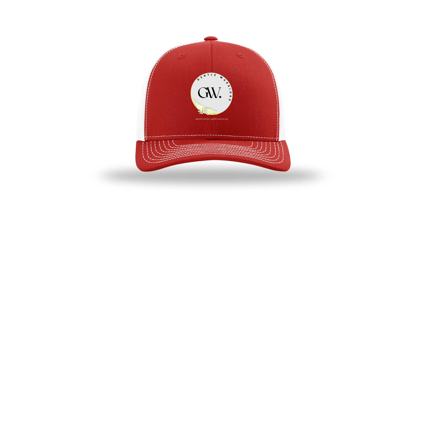 gentle-warriors-richardson-trucker-cap-embroidery-capfront-R112-redwhite-flat-front
