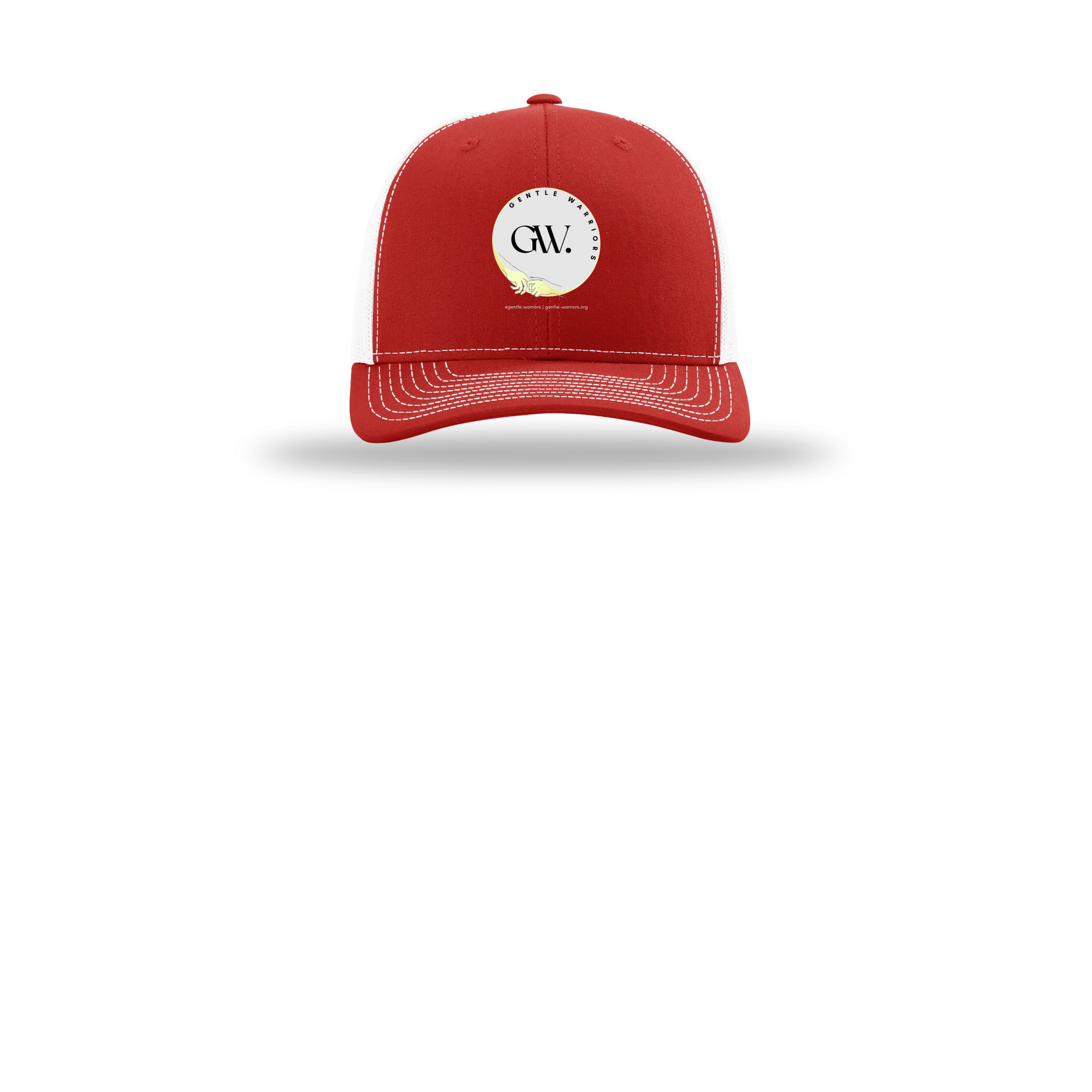 gentle-warriors-richardson-trucker-cap-embroidery-capfront-R112-redwhite-flat-front