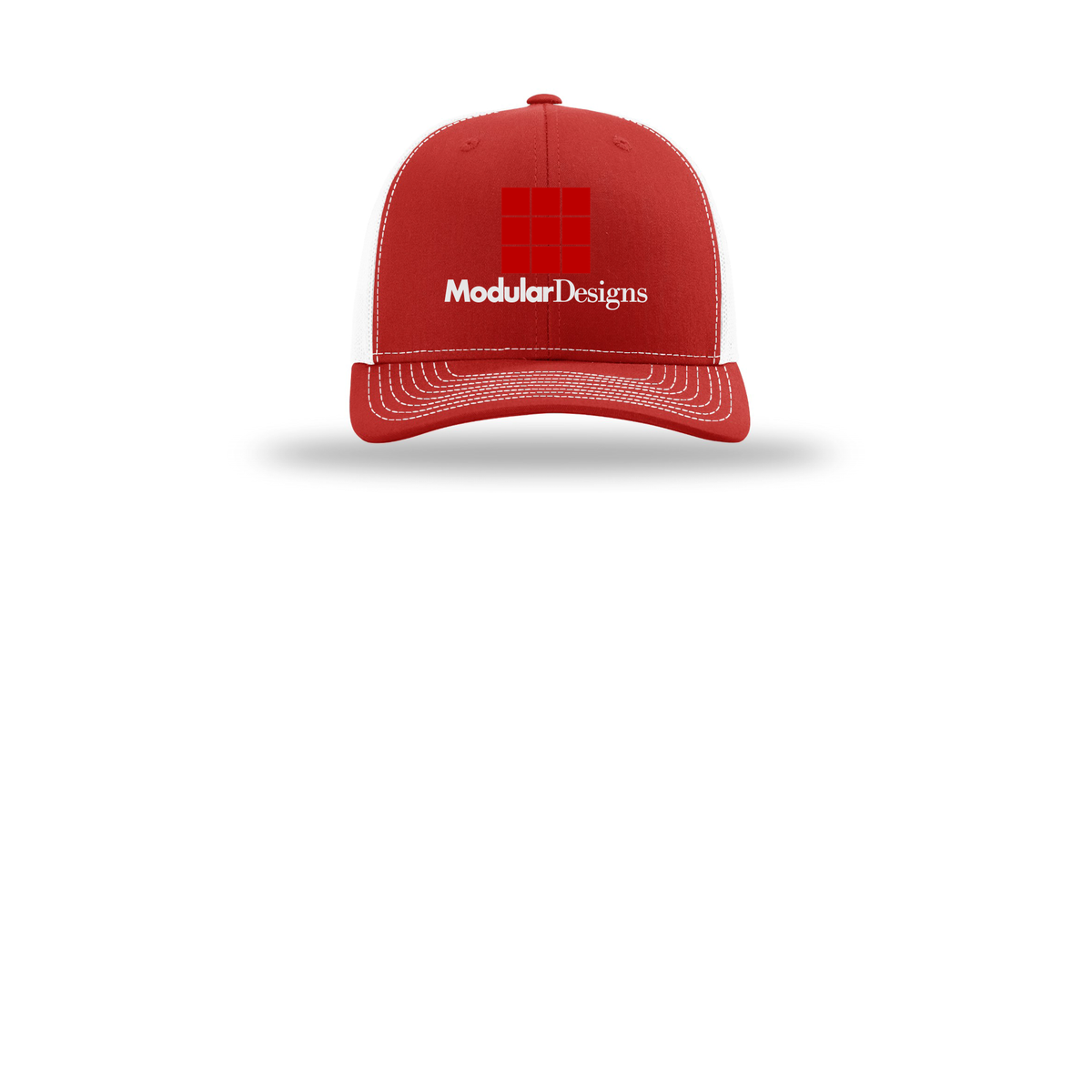 modulardesignsflooring-richardson-trucker-cap-embroidery-capfront-R112-redwhite-flat-front