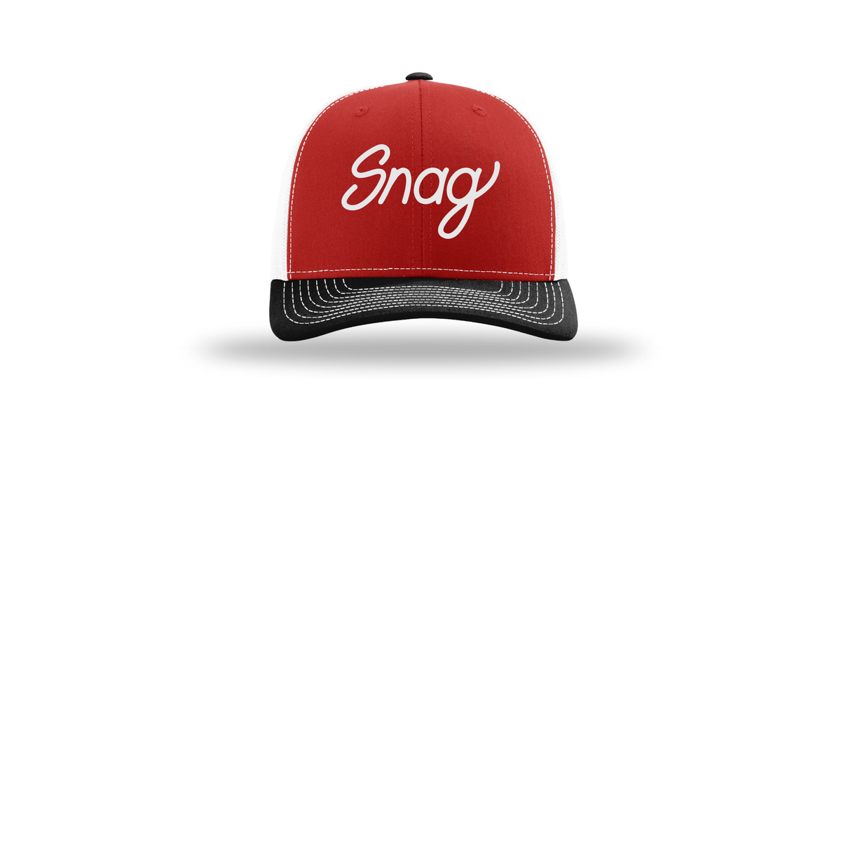 snagdelivery-richardson-trucker-cap-embroidery-capfront-R112-redwhiteblack-flat-front