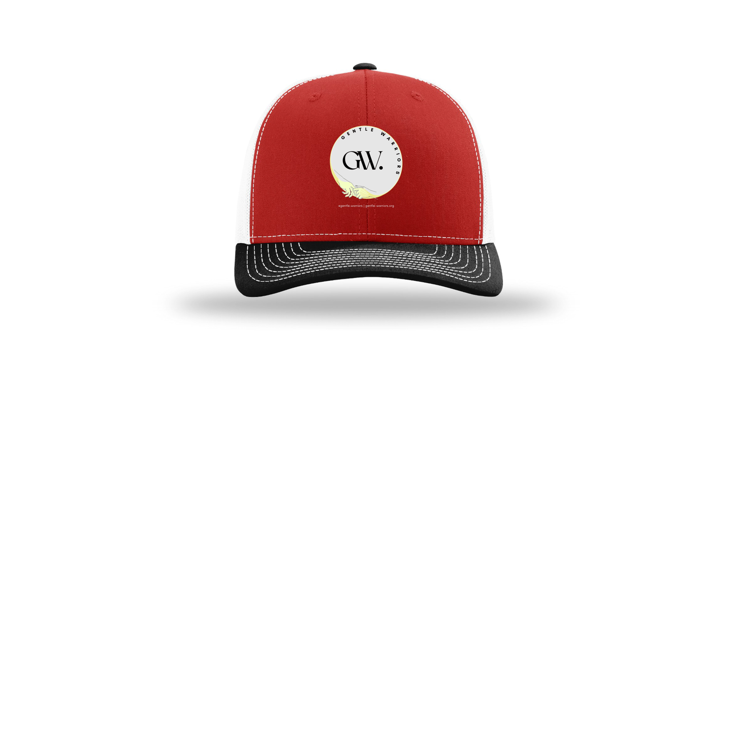 gentle-warriors-richardson-trucker-cap-embroidery-capfront-R112-redwhiteblack-flat-front
