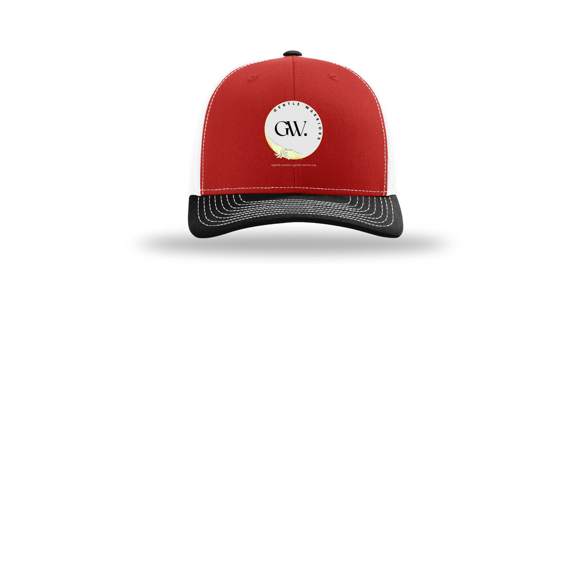 gentle-warriors-richardson-trucker-cap-embroidery-capfront-R112-redwhiteblack-flat-front