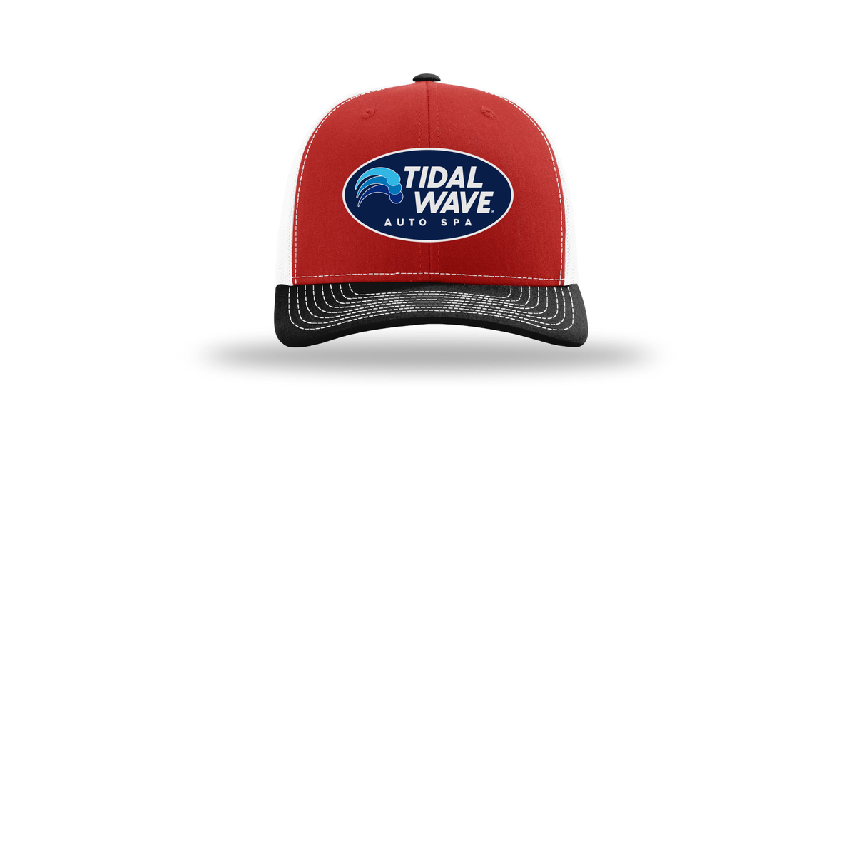 tidalwaveautospa-richardson-trucker-cap-embroidery-capfront-R112-redwhiteblack-flat-front