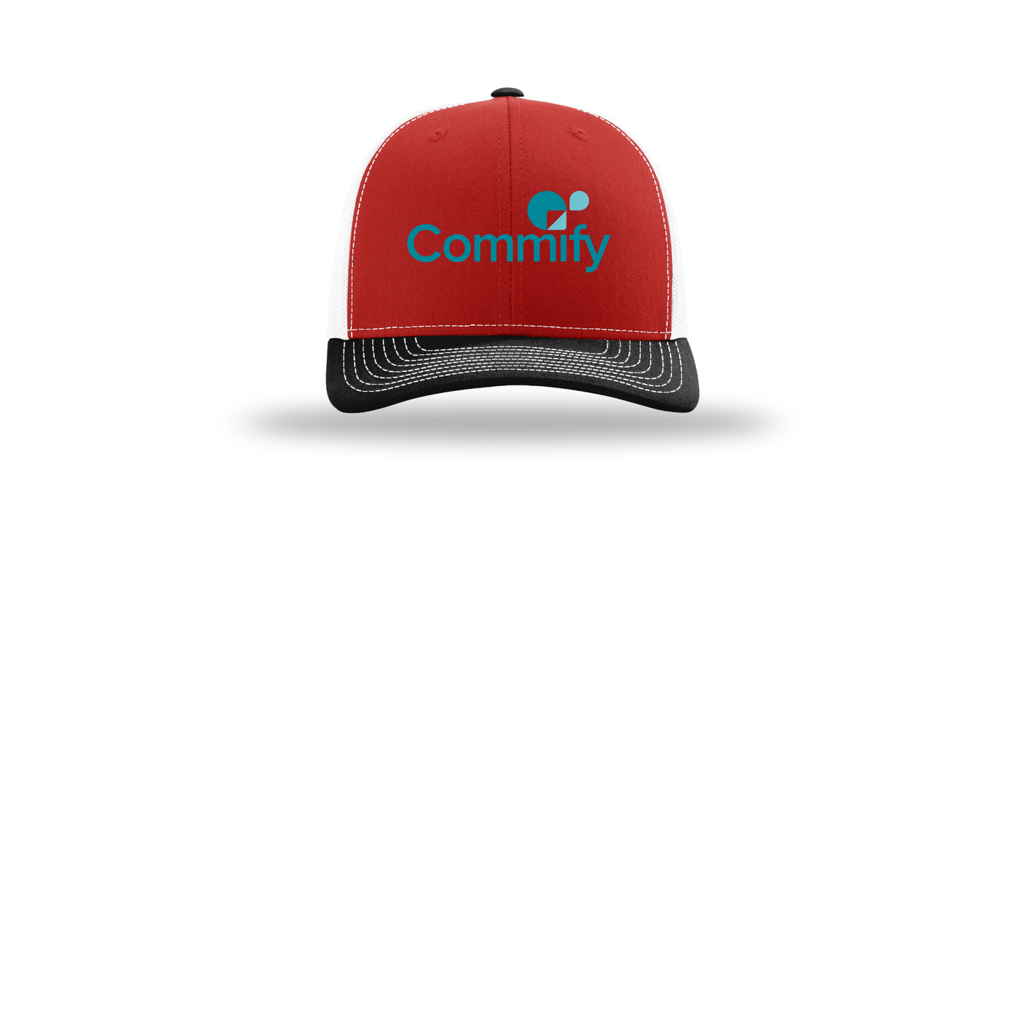 commify-richardson-trucker-cap-embroidery-capfront-R112-redwhiteblack-flat-front