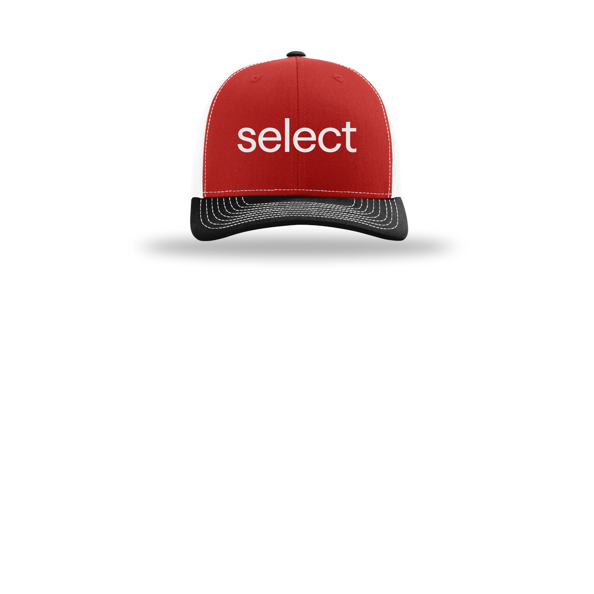 meetselect-richardson-trucker-cap-embroidery-capfront-R112-redwhiteblack-flat-front