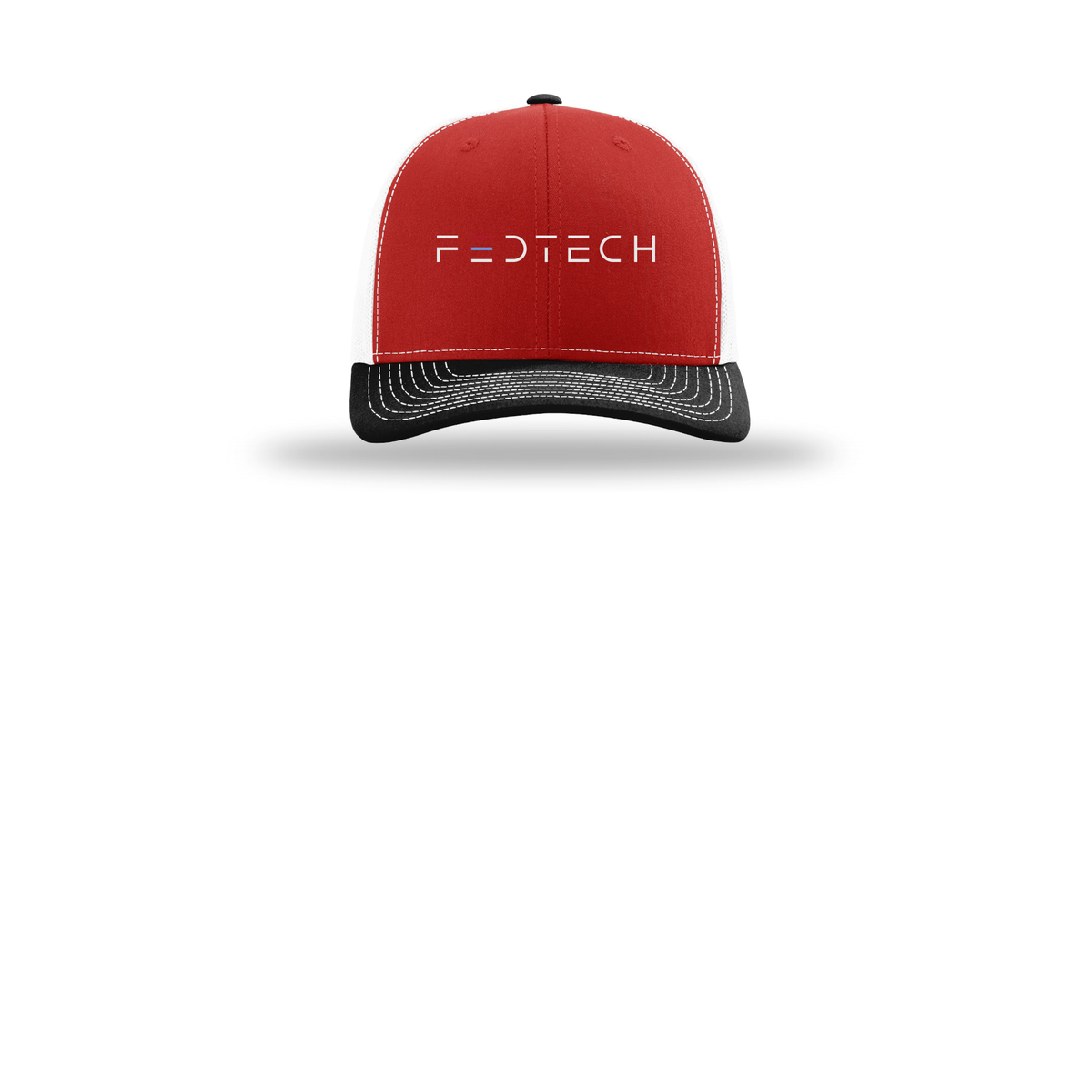 fedtech-richardson-trucker-cap-embroidery-capfront-R112-redwhiteblack-flat-front