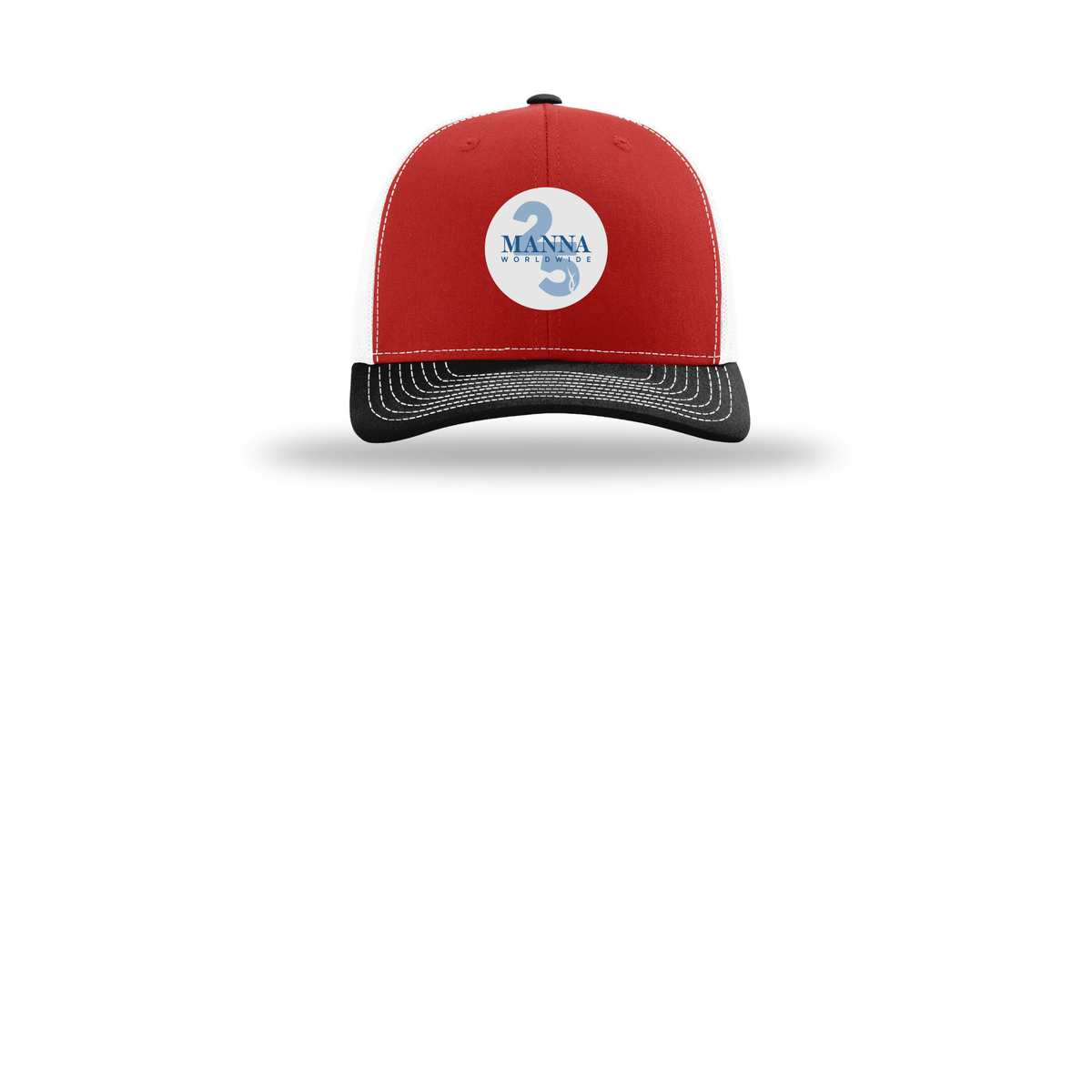 mannaworldwide-richardson-trucker-cap-embroidery-capfront-R112-redwhiteblack-flat-front