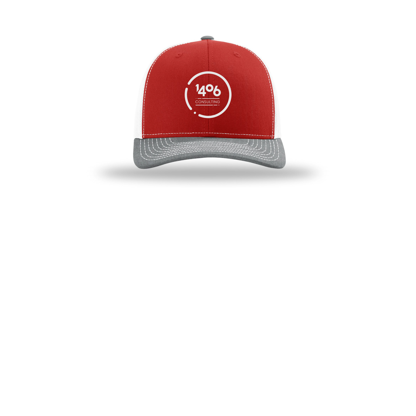 1406consulting-richardson-trucker-cap-embroidery-capfront-R112-redwhiteheathergrey-flat-front