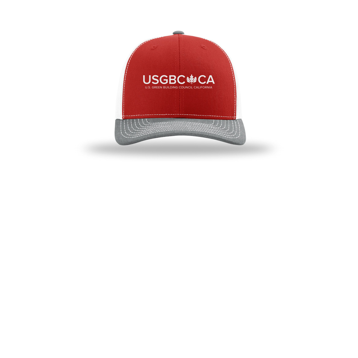 usgbc-ca-richardson-trucker-cap-embroidery-capfront-R112-redwhiteheathergrey-flat-front