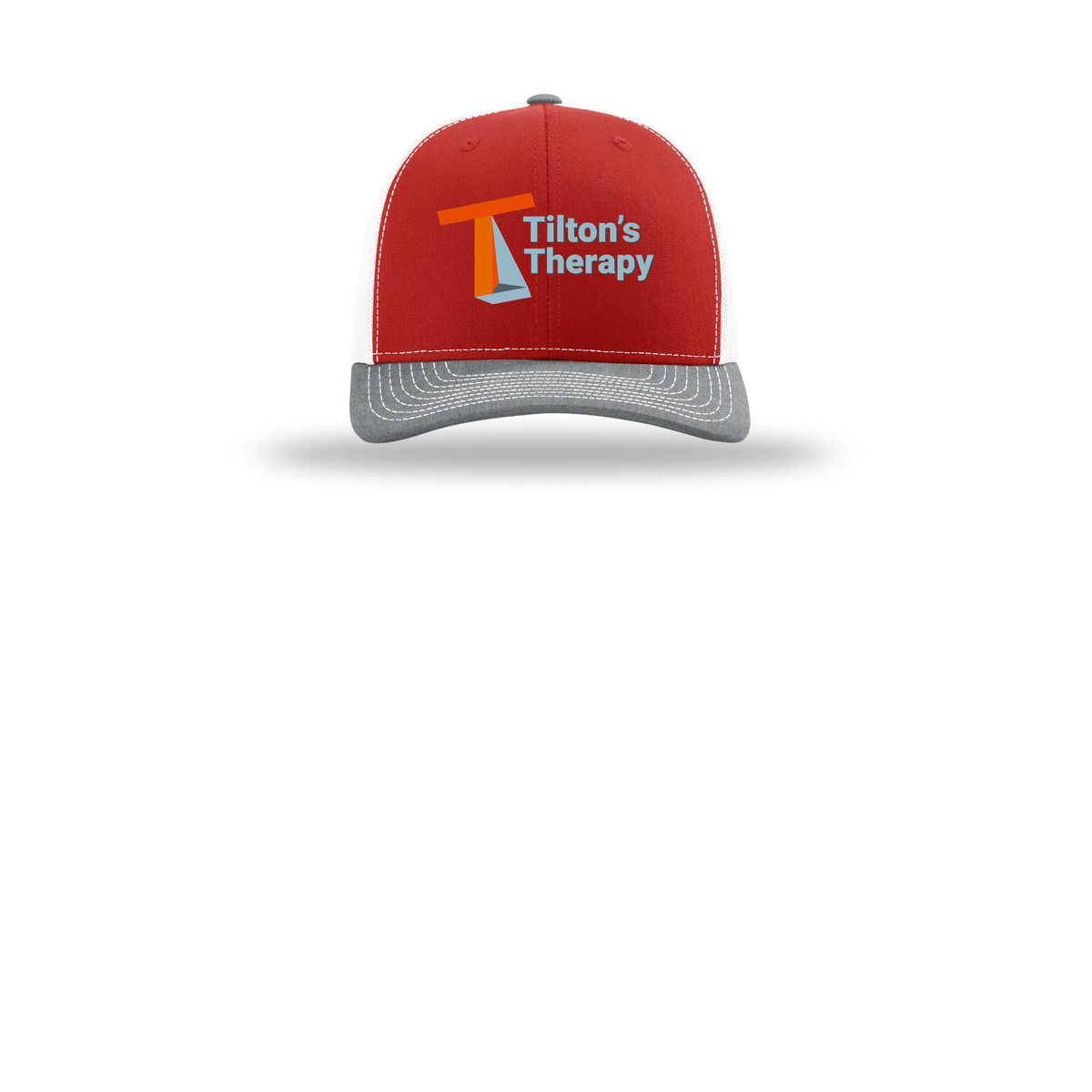 tiltonstherapy-richardson-trucker-cap-embroidery-capfront-R112-redwhiteheathergrey-flat-front