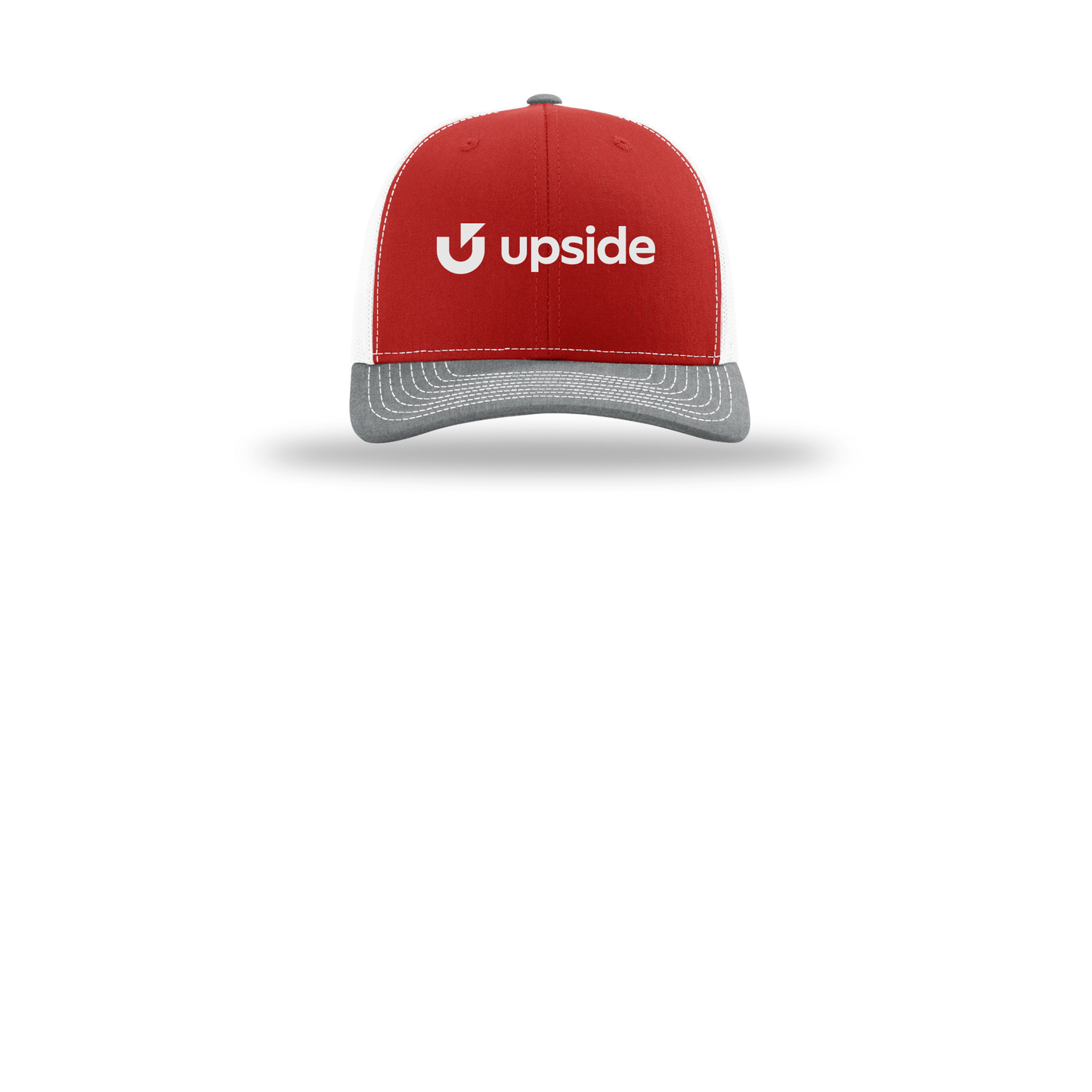 upside-richardson-trucker-cap-embroidery-capfront-R112-redwhiteheathergrey-flat-front