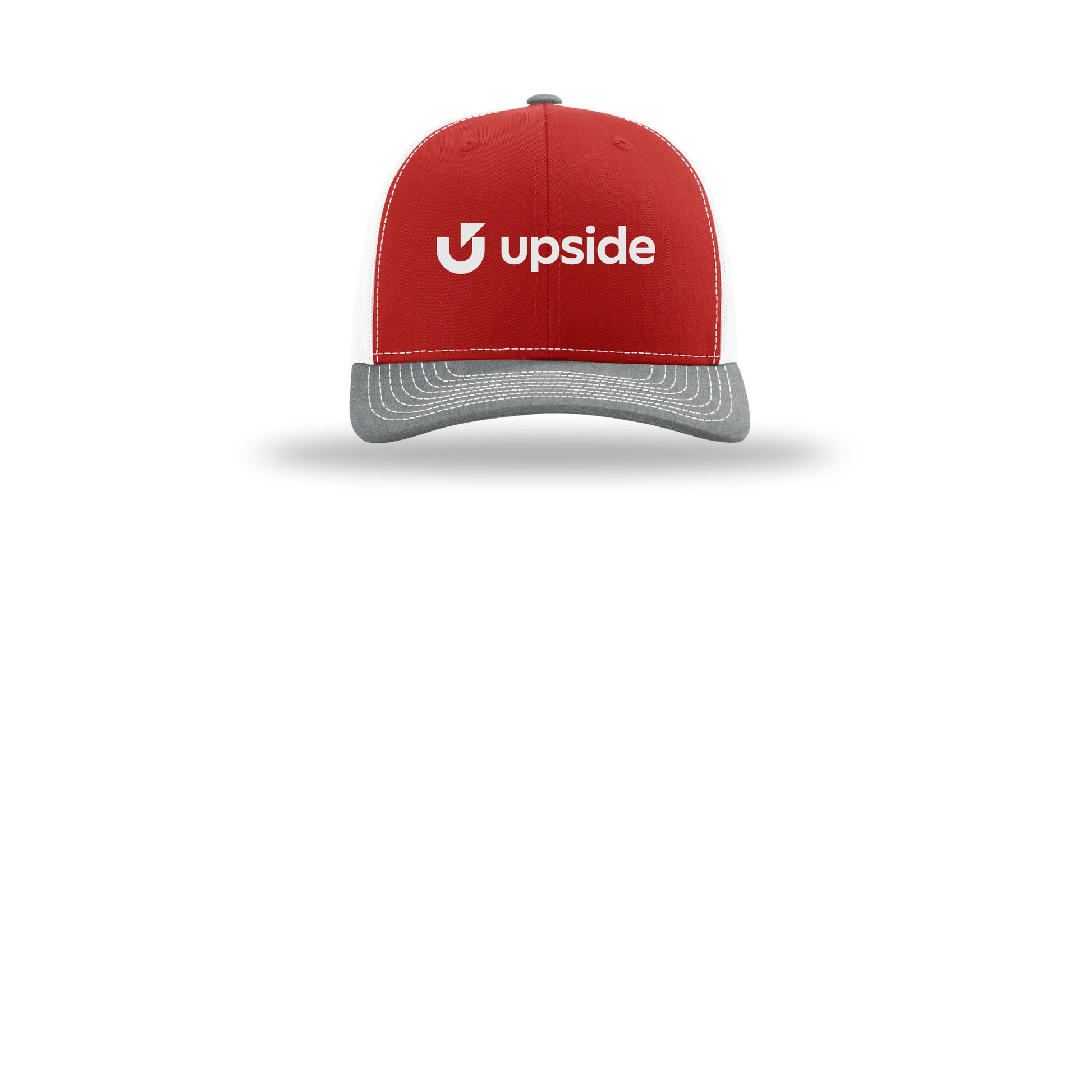 upside-richardson-trucker-cap-embroidery-capfront-R112-redwhiteheathergrey-flat-front