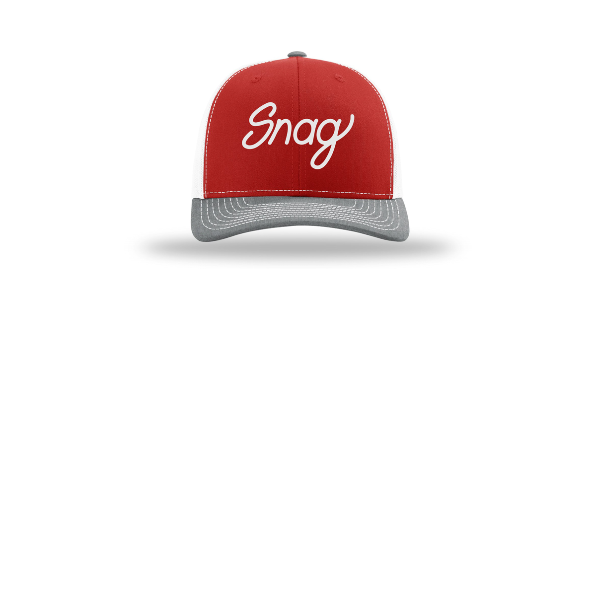 snagdelivery-richardson-trucker-cap-embroidery-capfront-R112-redwhiteheathergrey-flat-front