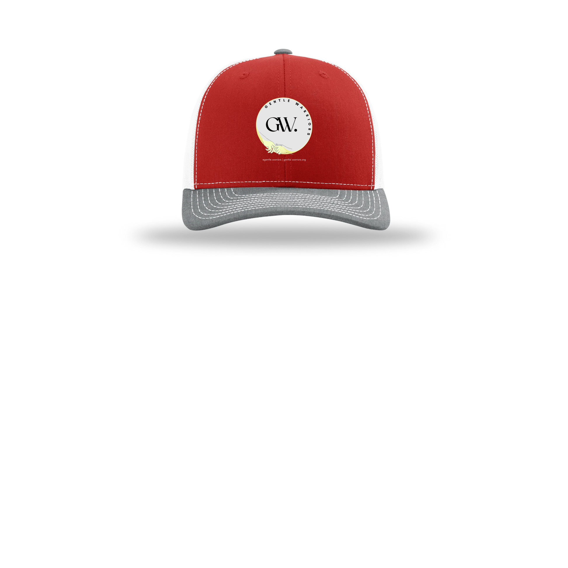 gentle-warriors-richardson-trucker-cap-embroidery-capfront-R112-redwhiteheathergrey-flat-front