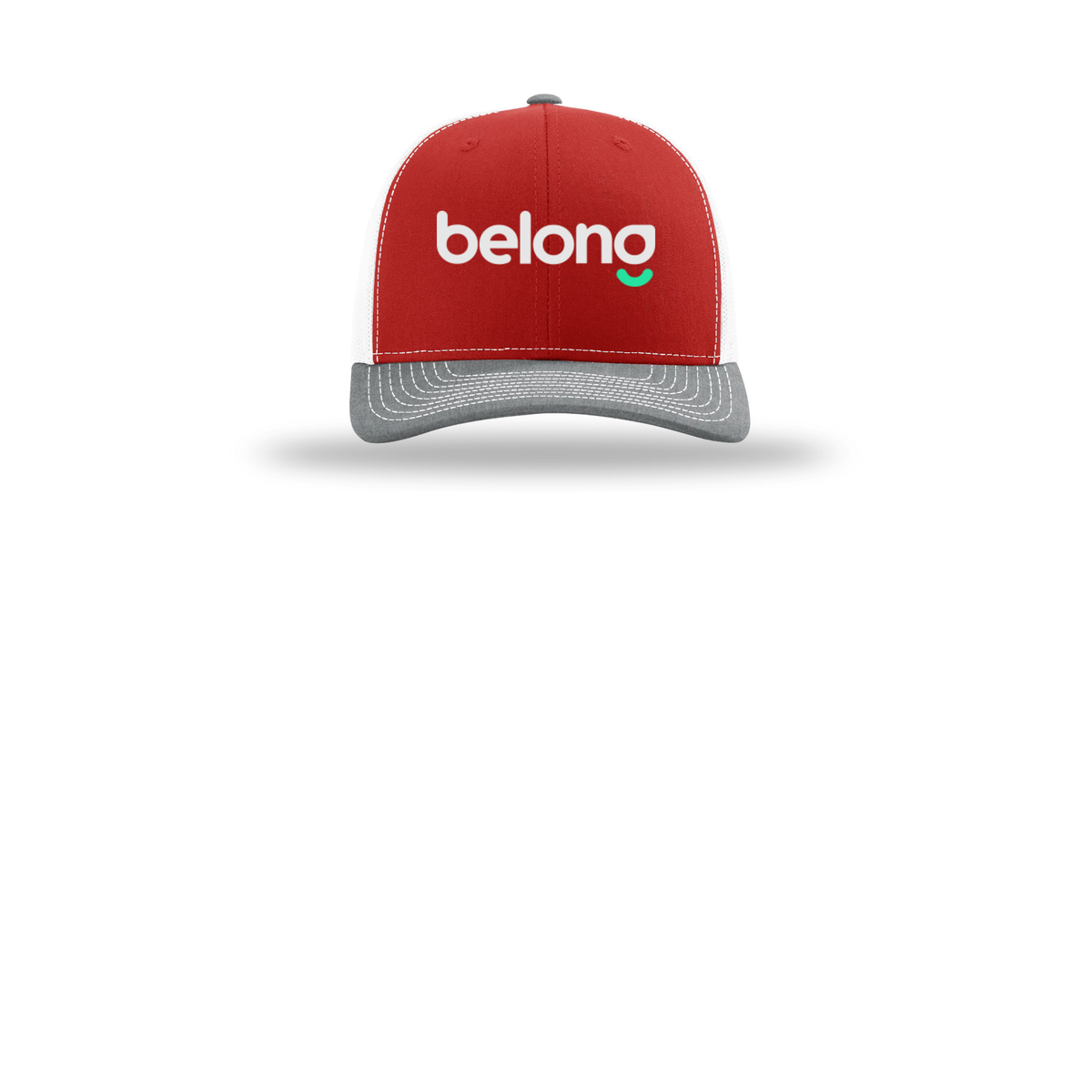 belonghome-richardson-trucker-cap-embroidery-capfront-R112-redwhiteheathergrey-flat-front