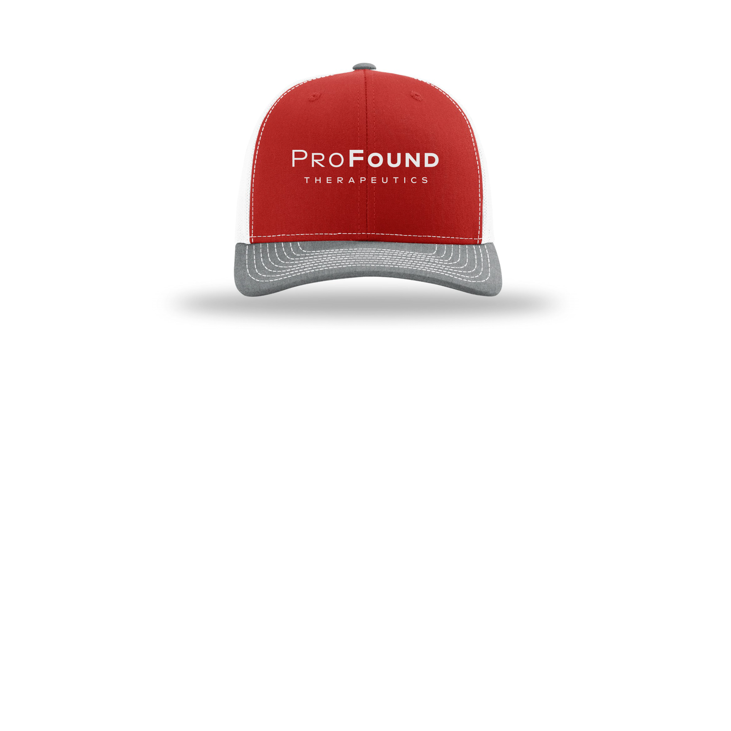 profoundtx-richardson-trucker-cap-embroidery-capfront-R112-redwhiteheathergrey-flat-front