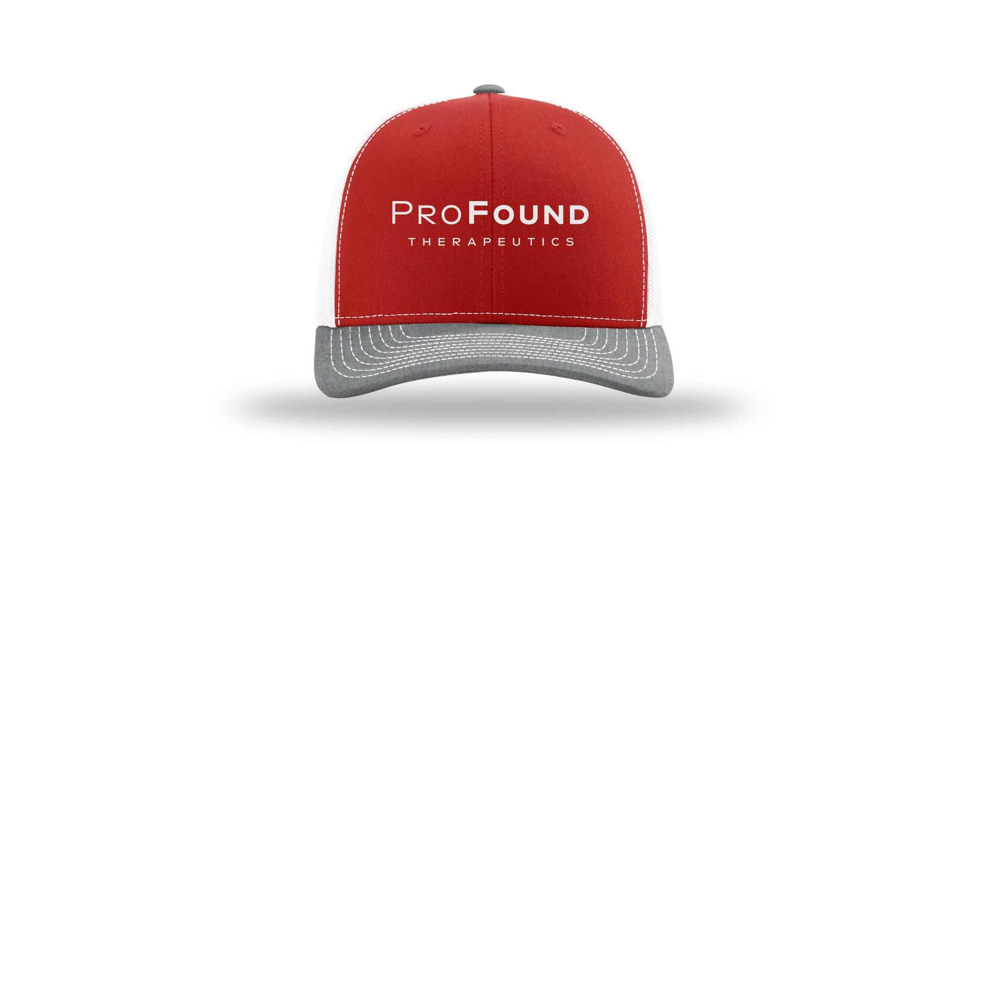 profoundtx-richardson-trucker-cap-embroidery-capfront-R112-redwhiteheathergrey-flat-front