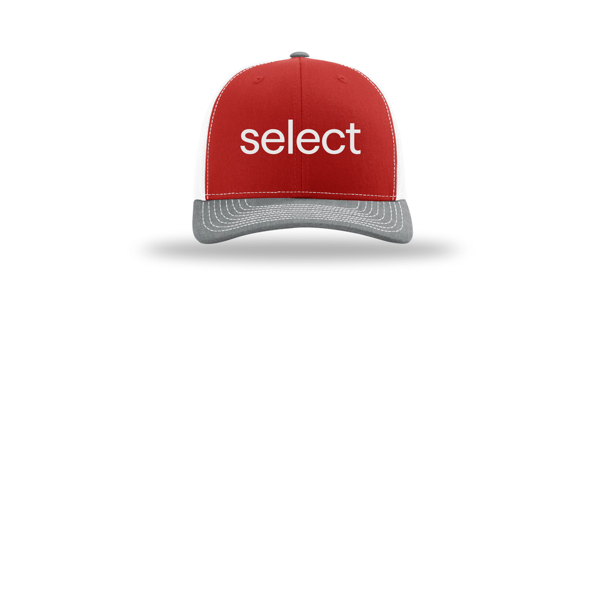 meetselect-richardson-trucker-cap-embroidery-capfront-R112-redwhiteheathergrey-flat-front