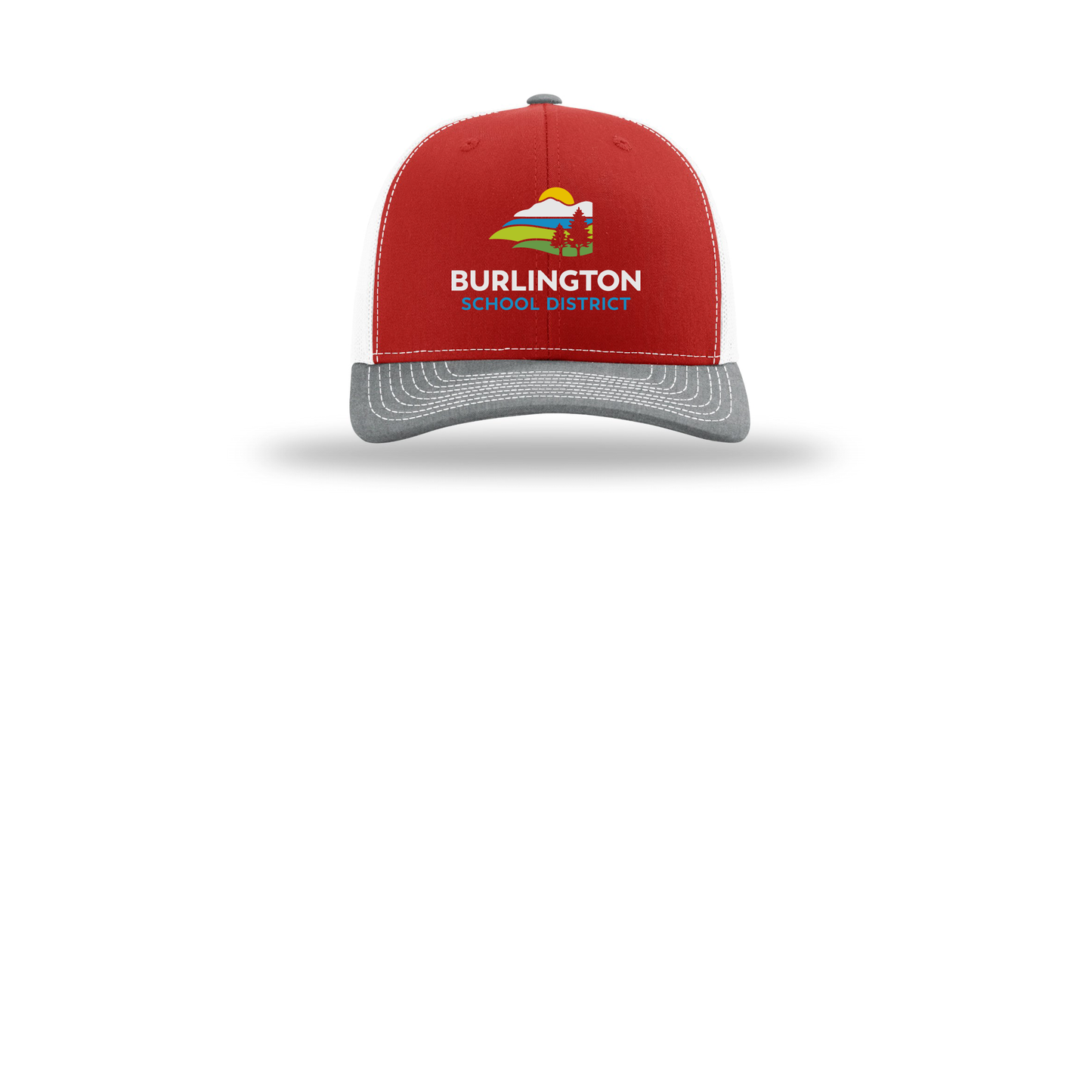bsdvt-richardson-trucker-cap-embroidery-capfront-R112-redwhiteheathergrey-flat-front