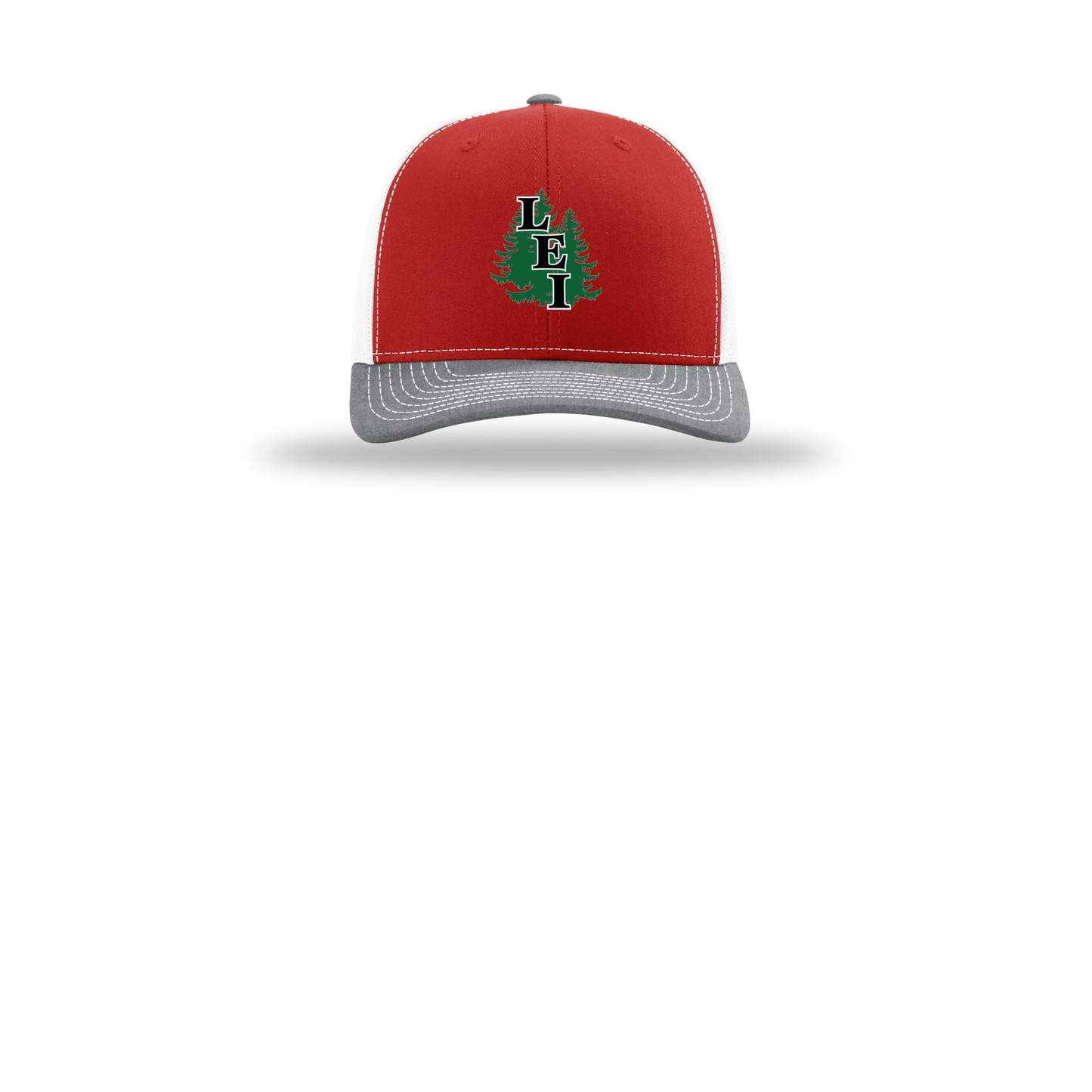 leisite-richardson-trucker-cap-embroidery-capfront-R112-redwhiteheathergrey-flat-front